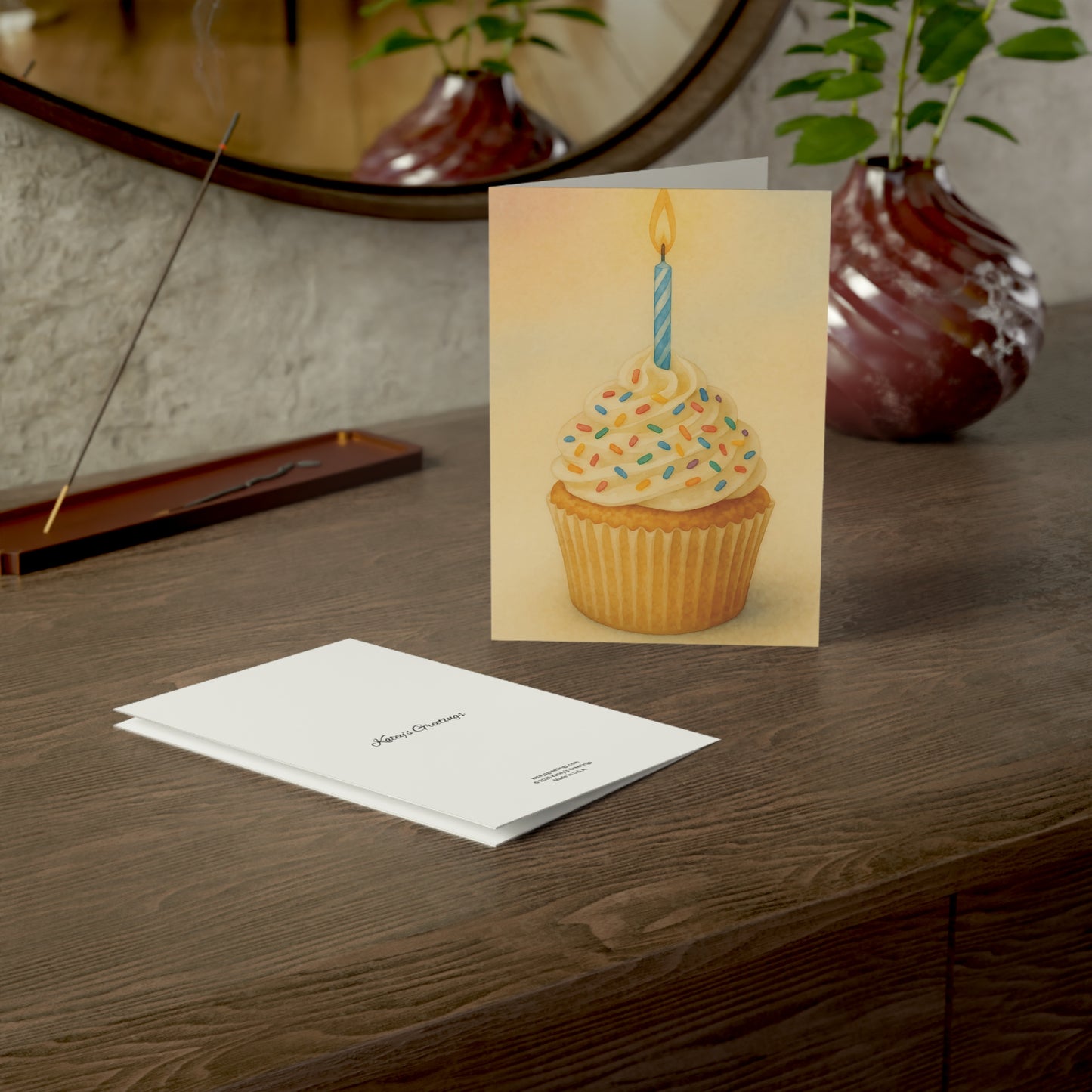 Cupcake Celebration Birthday Greeting Card – Premium 270gsm Paper, Includes Envelope