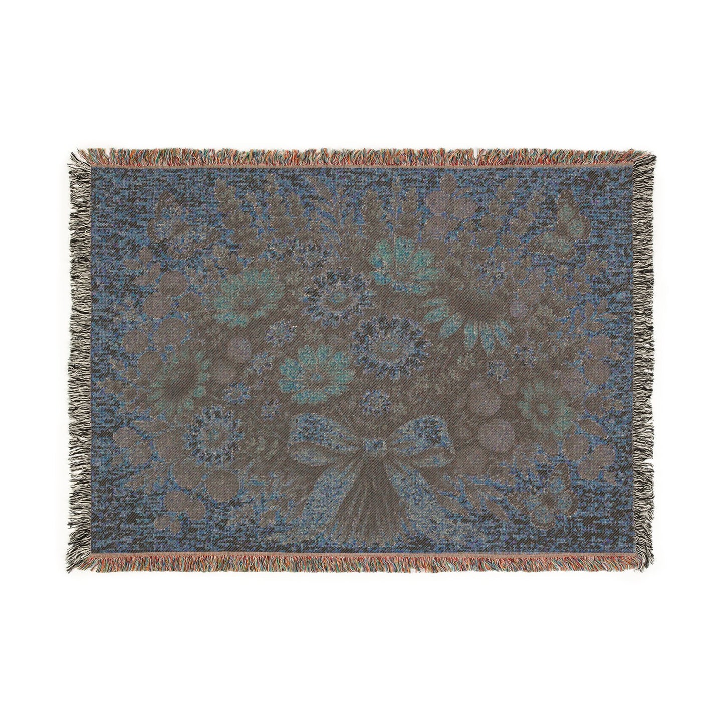 Floral Bouquet Woven Blanket — Vintage Tapestry Throw