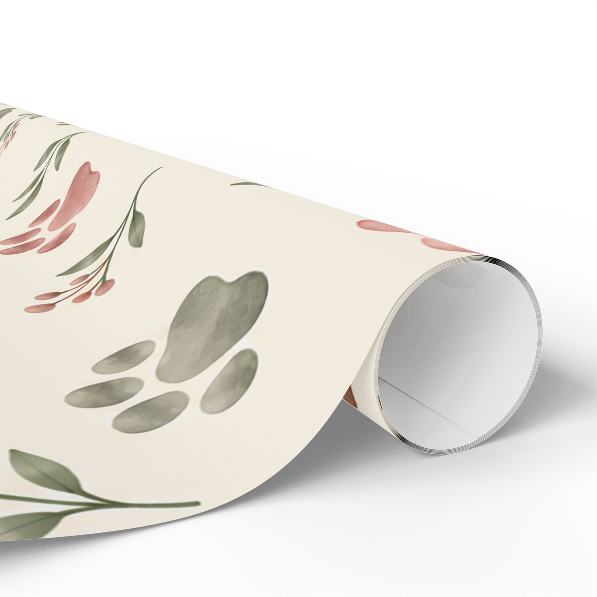 Floral Paw Print Wrapping Paper — Botanical Gift Wrap for Pet Lovers
