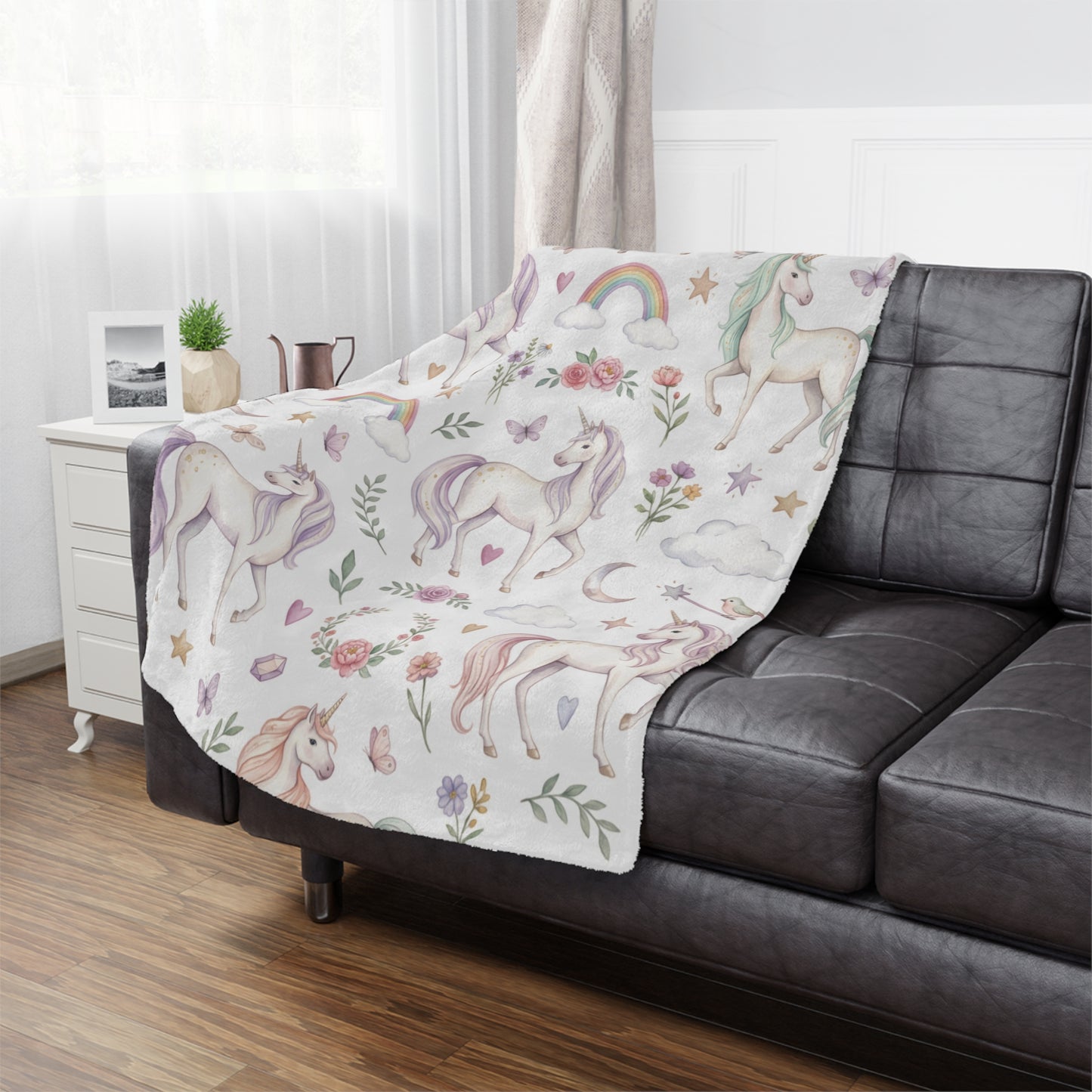 Unicorn Rainbow Minky Blanket – Soft Pastel Fantasy Throw for Kids & Nursery