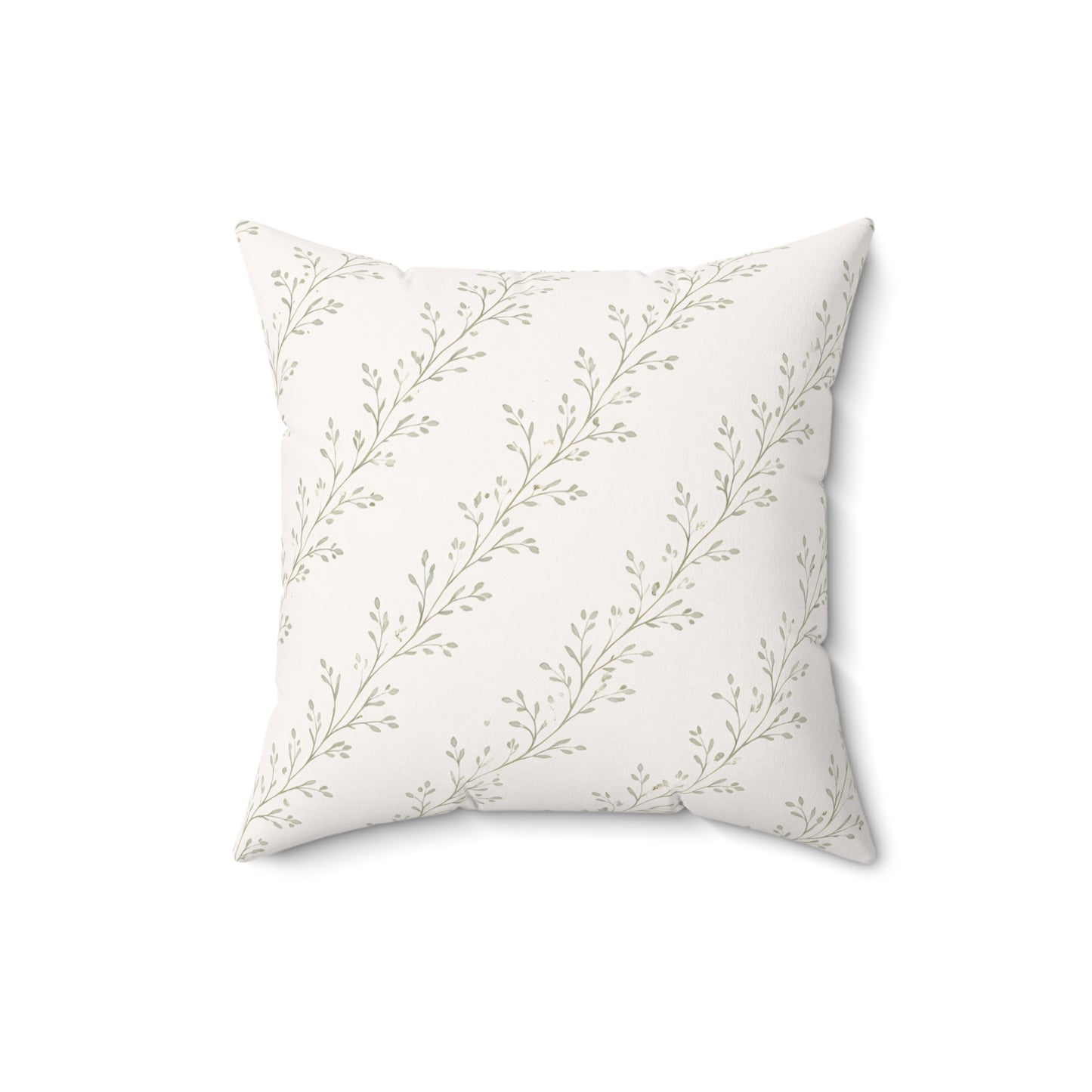 Botanical Vine Pattern Square Pillow — Neutral Minimalist Throw Cushion