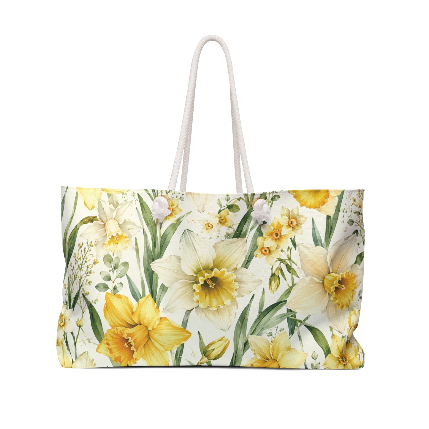 Daffodil Floral Weekender Bag — Yellow Spring Flower Travel Tote
