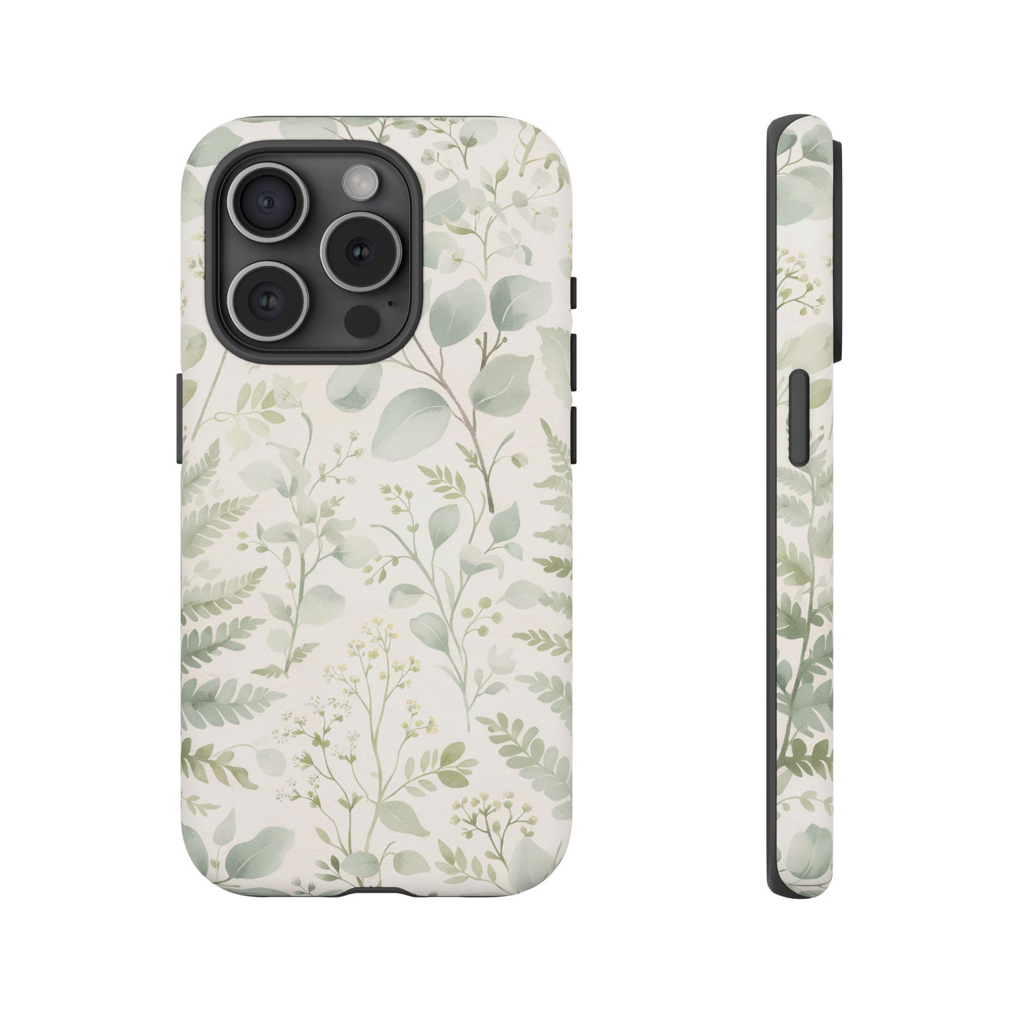 Floral Fern Tough Phone Case — Soft Green Botanical iPhone Cover