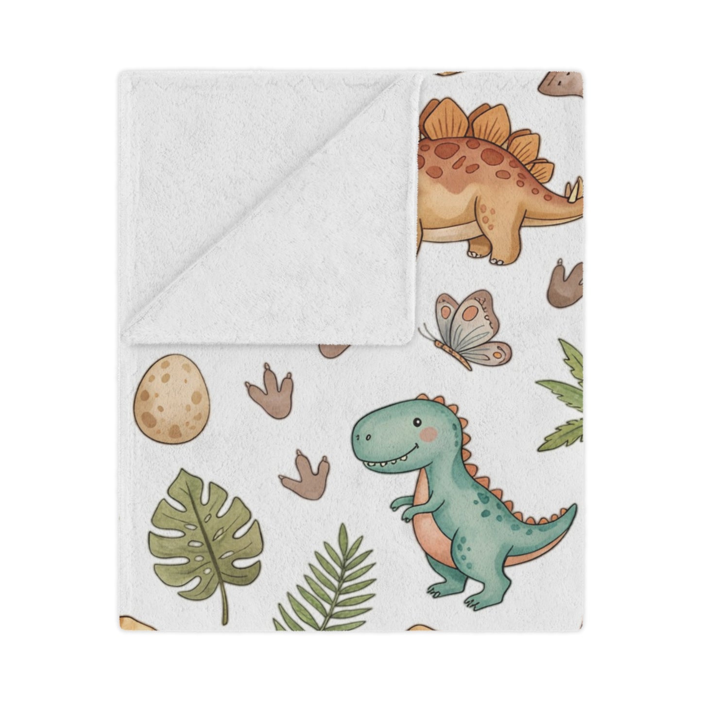 Dino Nursery Minky Blanket — Cute Watercolor Dinosaurs Baby Throw