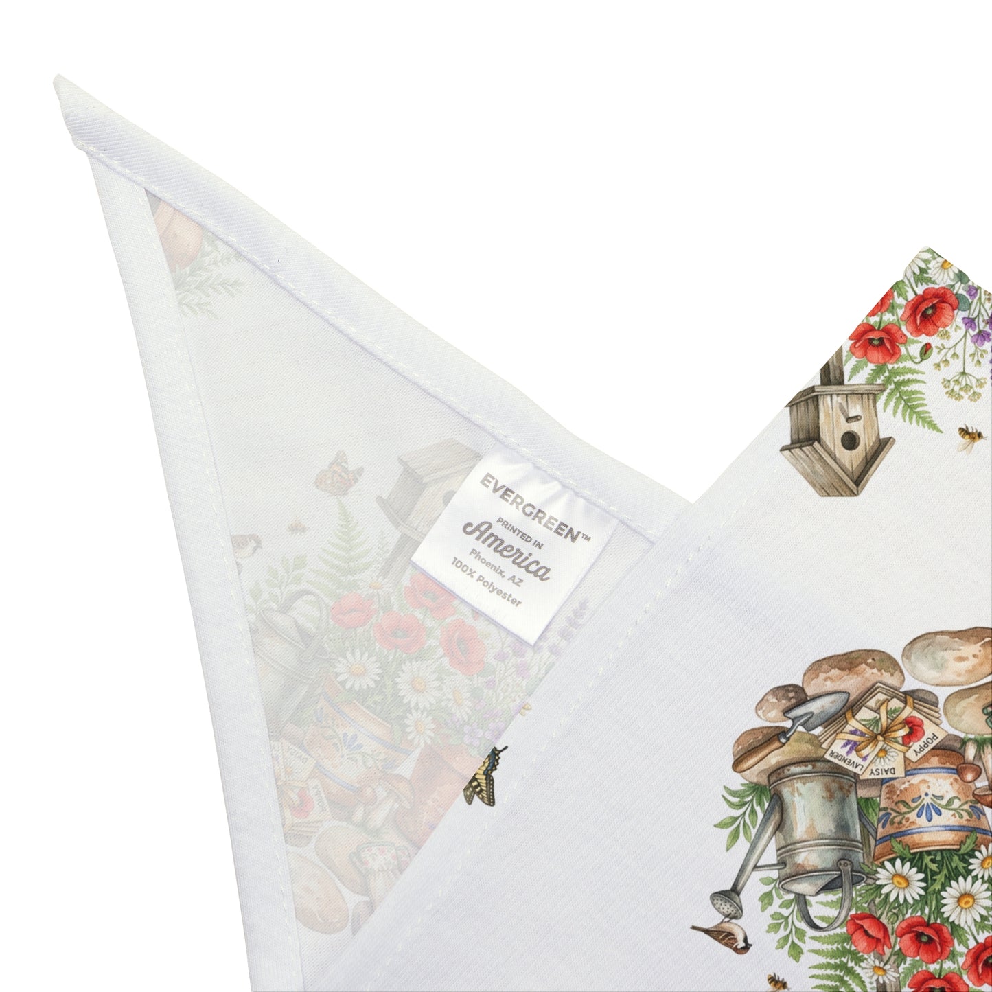 Floral Garden Pet Bandana — Watercolor Birdhouse & Potted Flowers