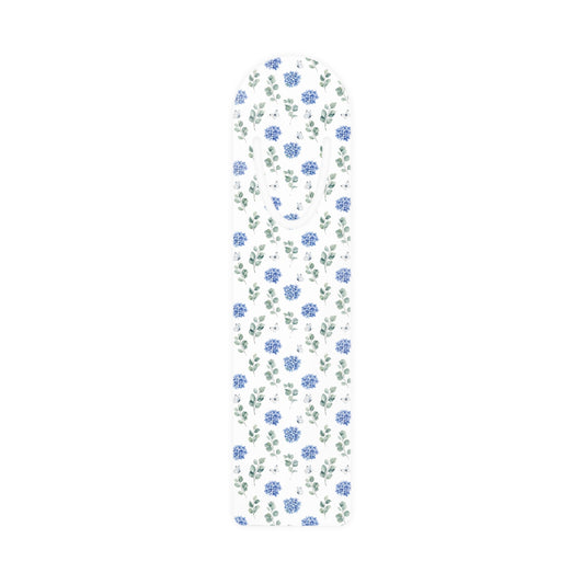 Floral Blue Hydrangea Bookmark — Slim Metal Bookmark with Delicate Flower Pattern