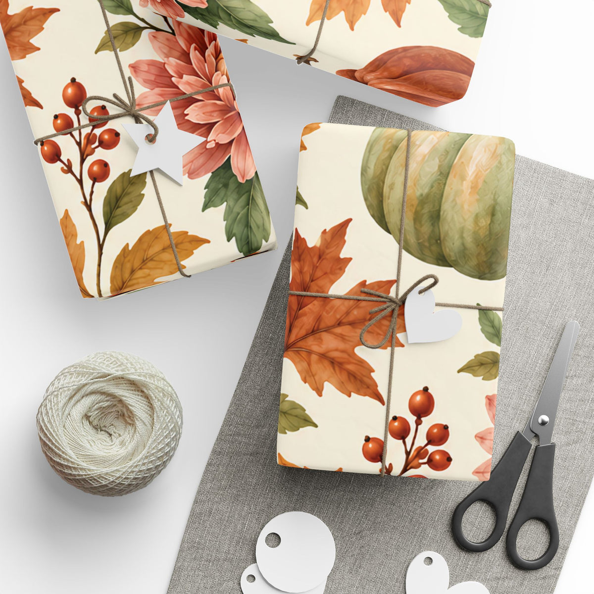 Autumn Pumpkin Wrapping Paper Roll — Fall Harvest Gift Wrap