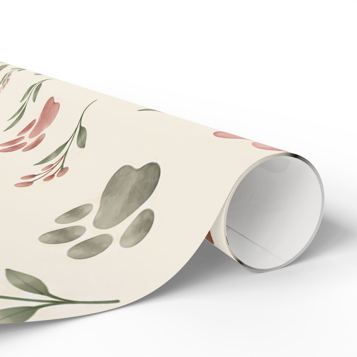 Floral Paw Print Wrapping Paper — Botanical Gift Wrap for Pet Lovers