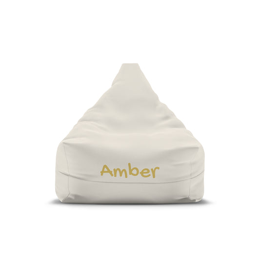 Personalized Cream Bean Bag Cover – Custom Name "Amber" Accent