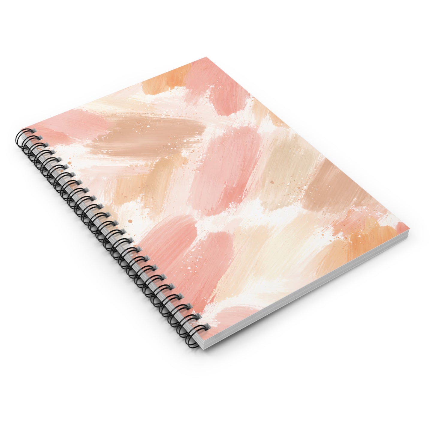 Spiral Notebook — Peach Brushstroke Ruled Journal