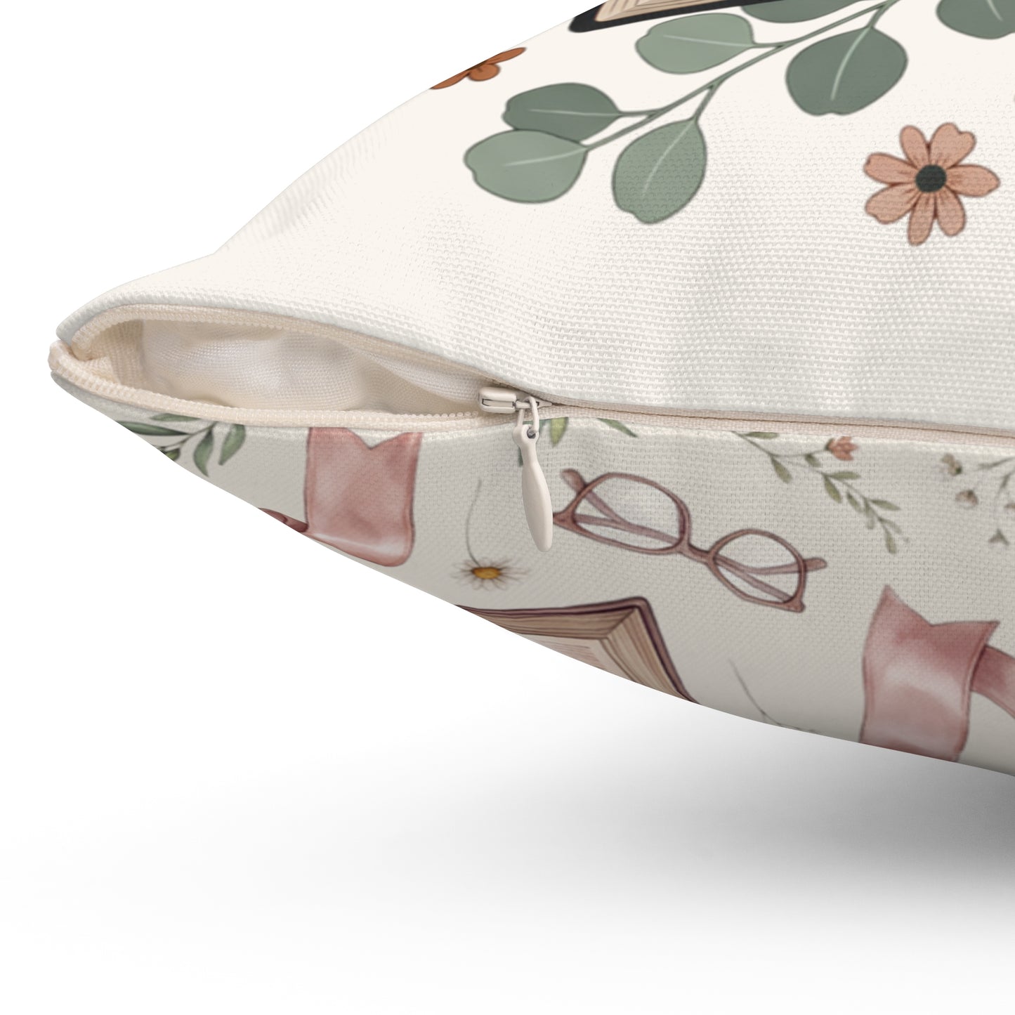 Cozy Reading Pillow — Open Book & Tea Square Throw Pillow