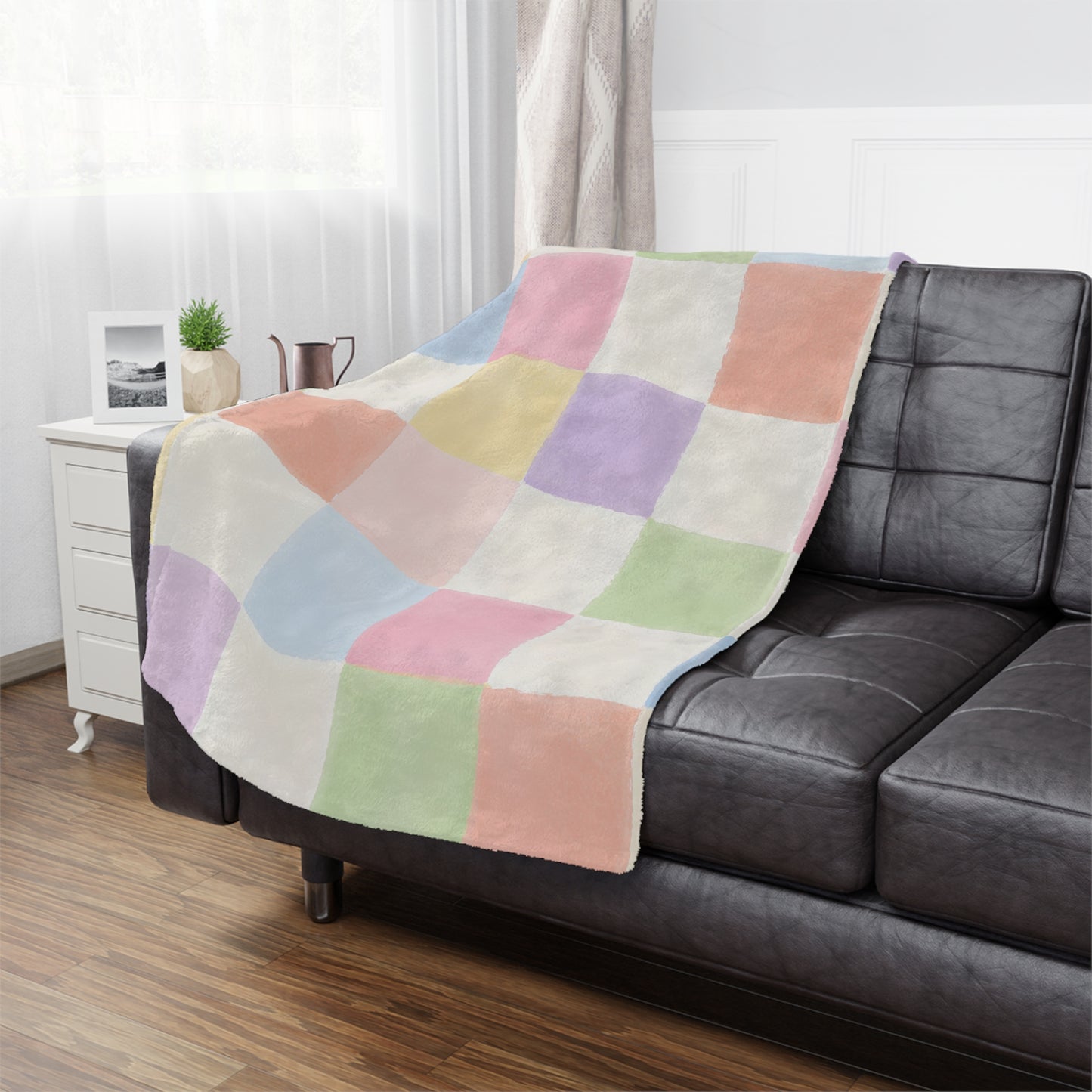 Pastel Checkered Minky Blanket — Soft Plush Throw for Nursery, Kids & Cozy Home