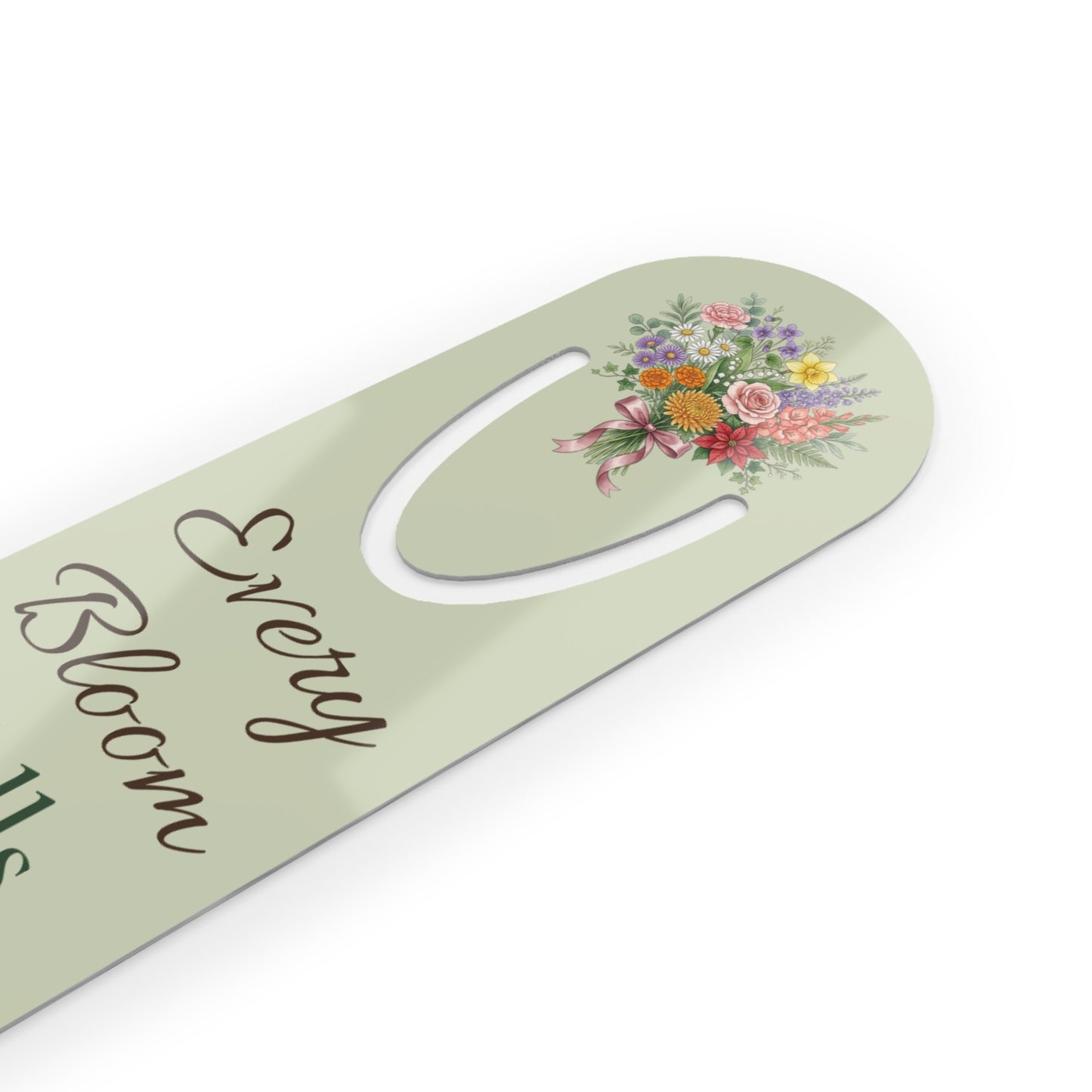 Floral Bookmark — "Every Bloom Tells a Story" Metal Page Marker