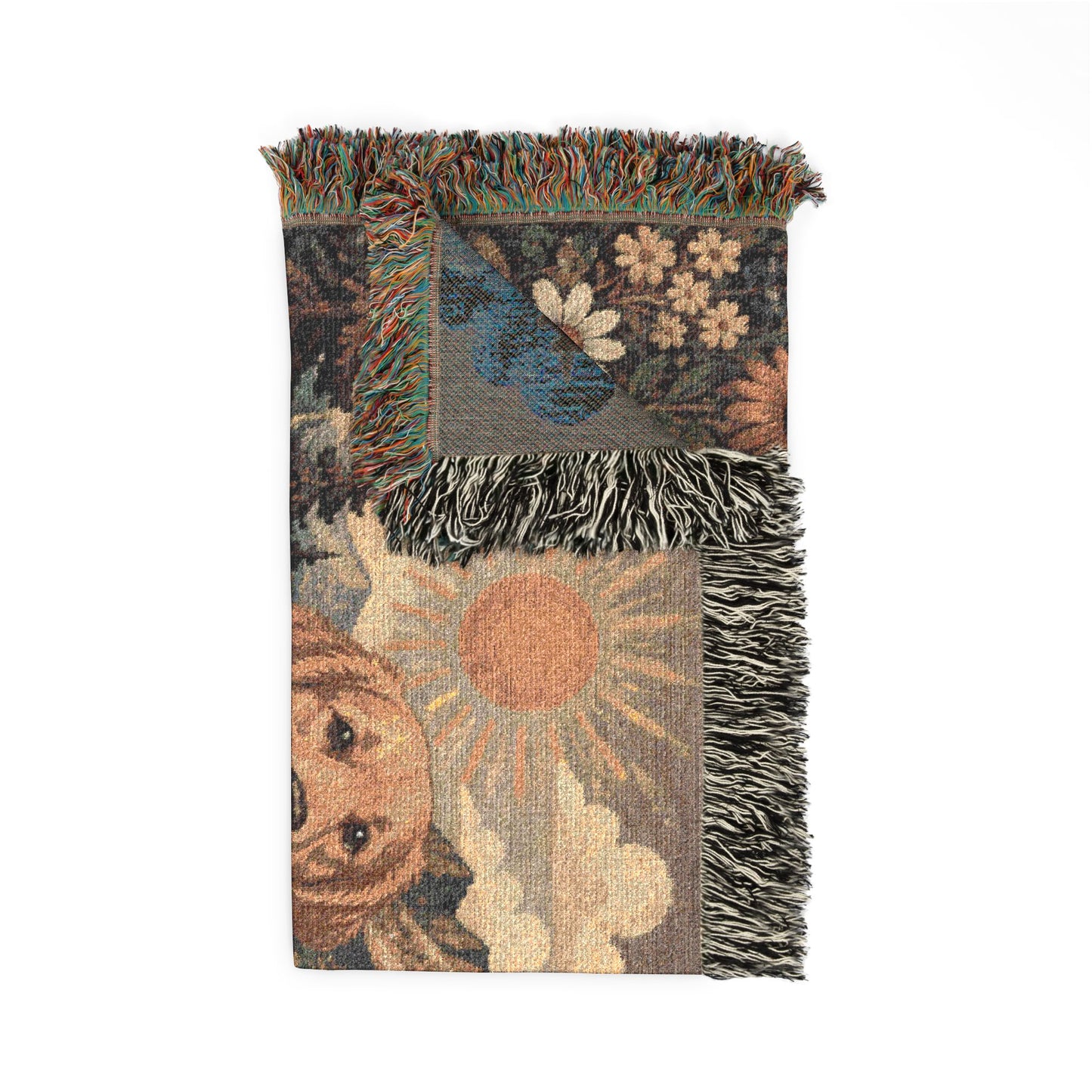 Golden Retriever Cabin Woven Blanket — Rustic Mountain Dog Throw