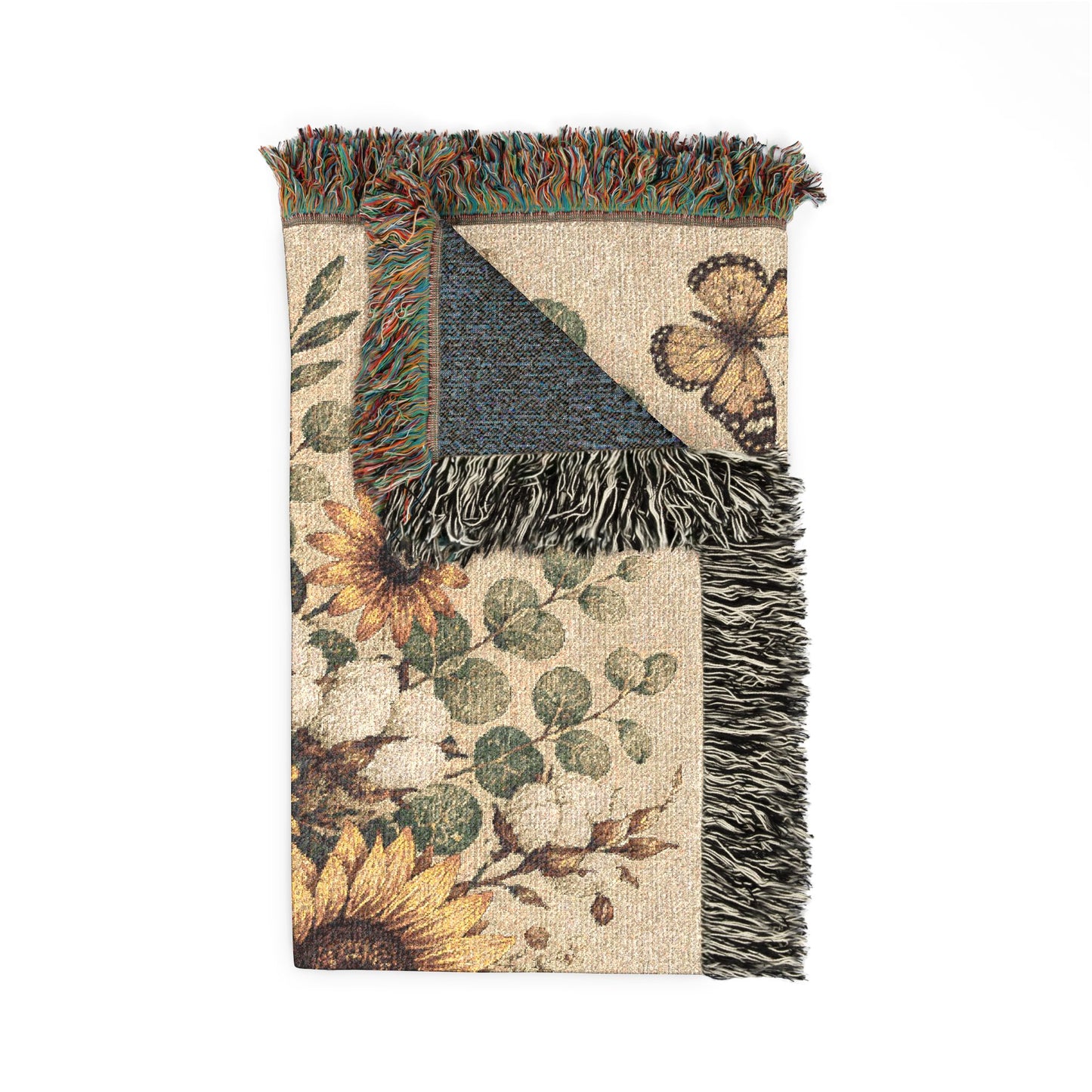 Sunflower Bouquet Woven Blanket — Vintage Floral Throw