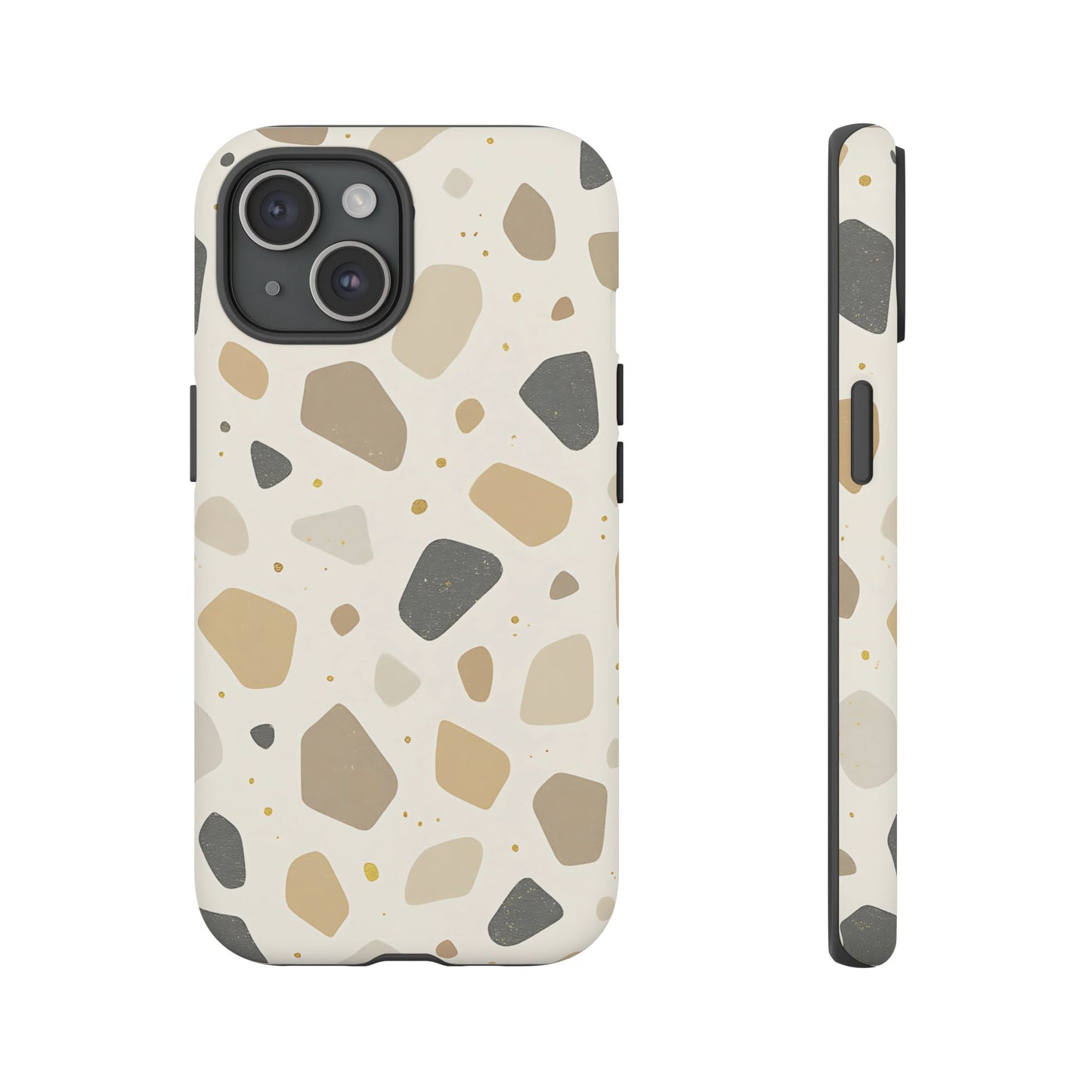 Neutral Terrazzo Pattern iPhone Case – Earthy Stone-Inspired Protective Cover