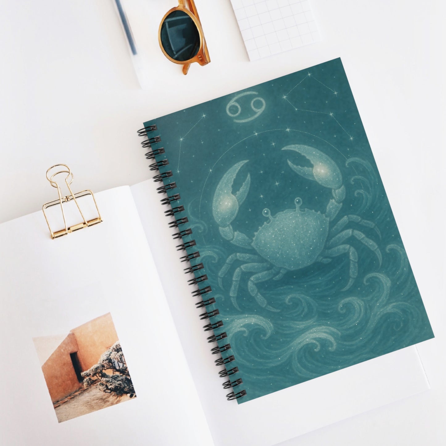Cancer Zodiac Galaxy Spiral Notebook – Celestial Crab Astrology Journal (6" x 8", 118 Pages)