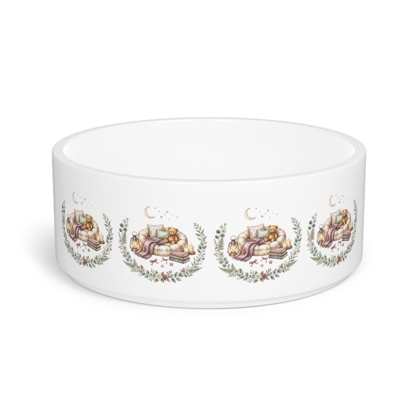 Ceramic Pet Bowl — Cozy Floral Design