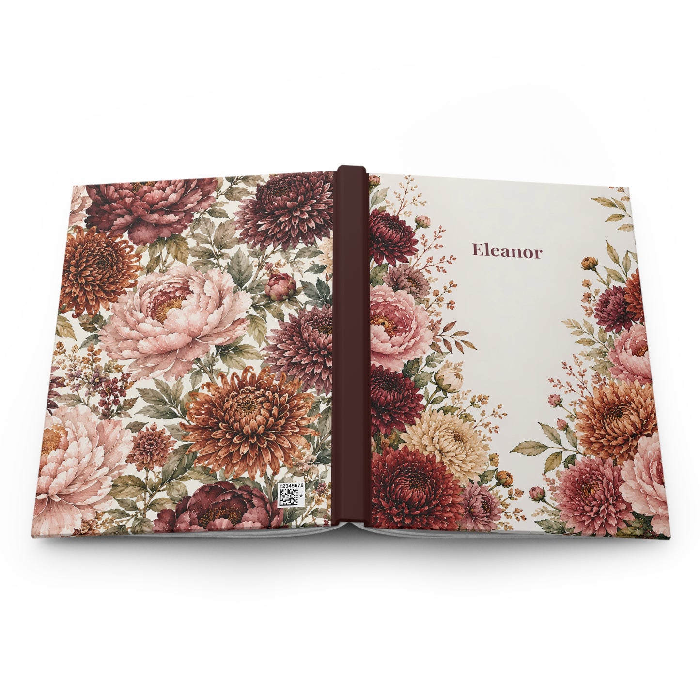 Personalized Floral Hardcover Journal — Vintage Chrysanthemum Notebook (Custom Name)