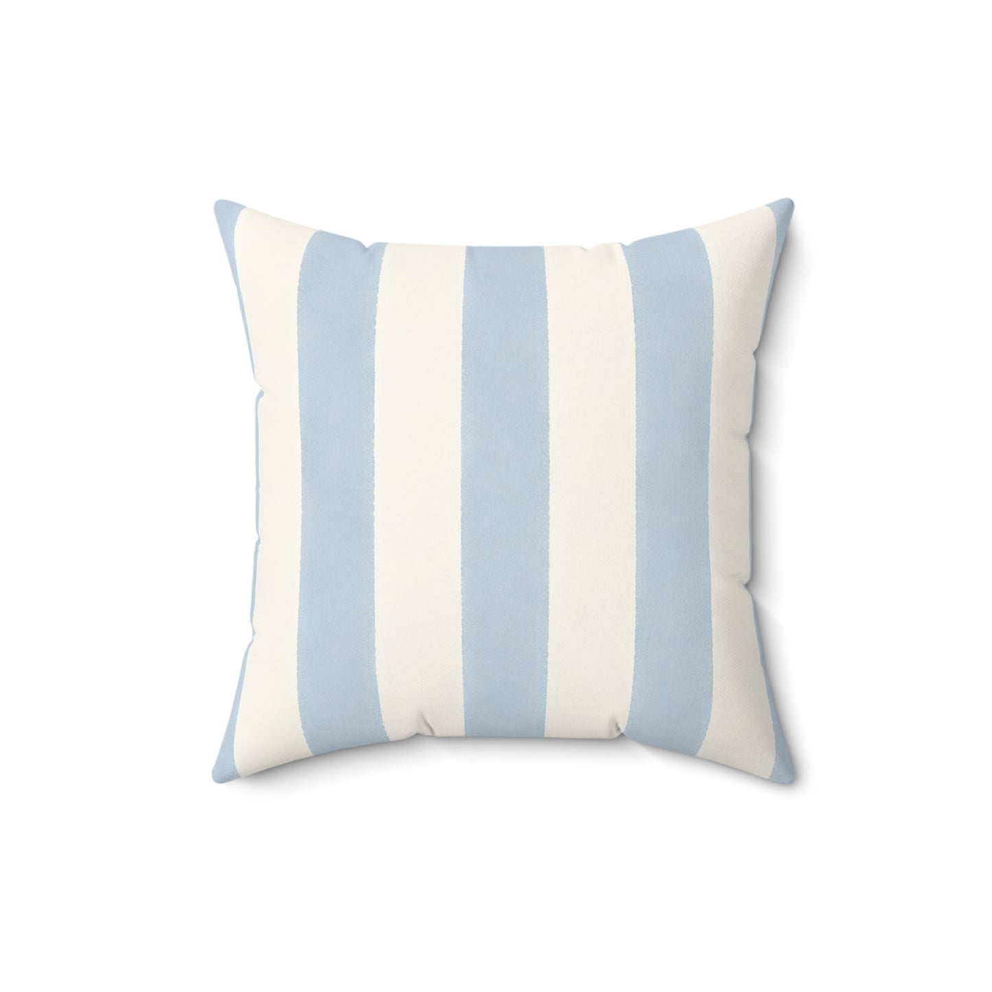 Striped Coastal Throw Pillow — Light Blue & White Square Accent Pillow