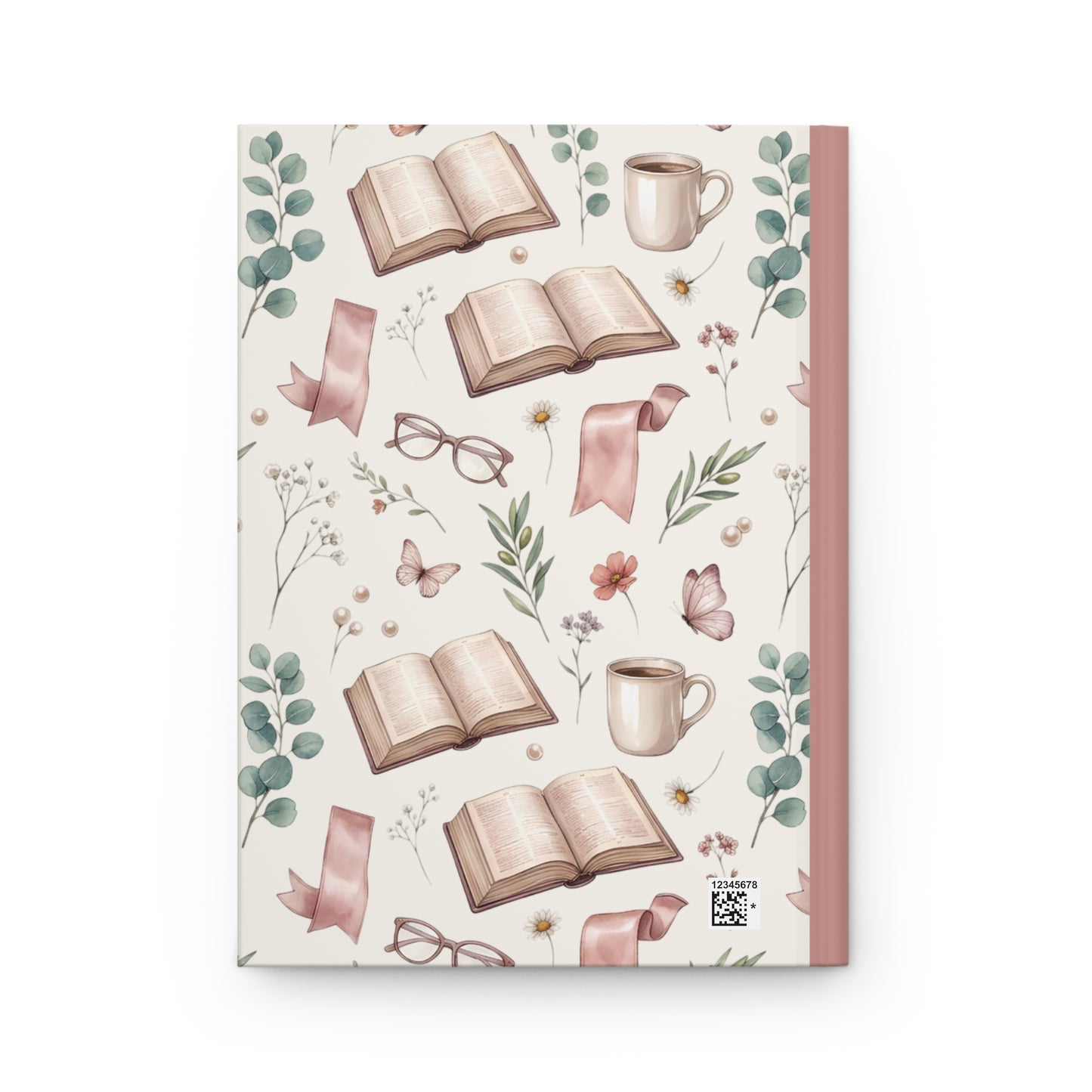 Reading Journal — Hardcover Notebook with Cozy Book & Tea Pattern