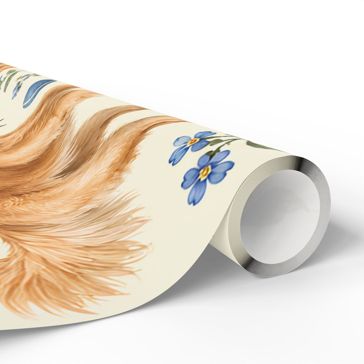 Dog Floral Wrapping Paper — Golden Retriever Gift Wrap (Floral Pattern)