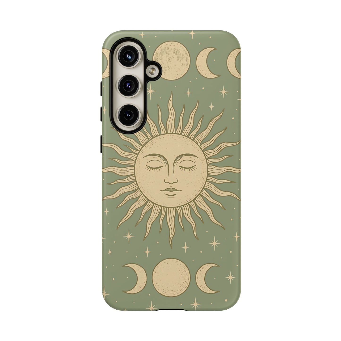 Boho Sun and Moon Phone Case – Protective Aesthetic Case with Wireless Charging Compatibility