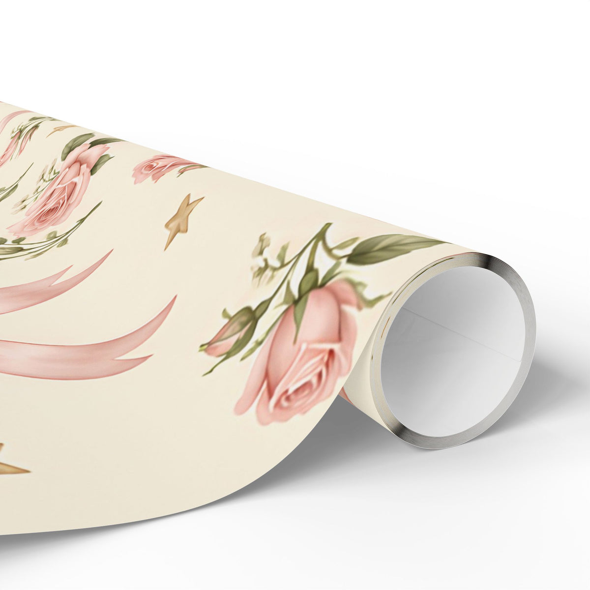 Vintage Ballet Floral Wrapping Paper Roll — Pink Shoes & Roses Gift Wrap
