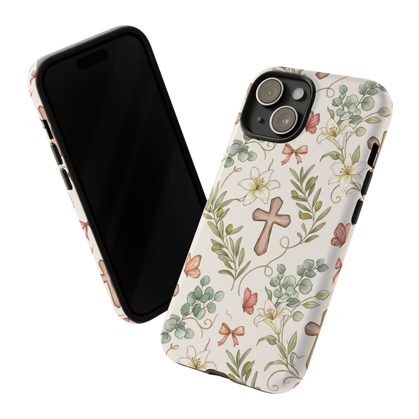 Floral Cross Tough Phone Case – Faith-Inspired Protective iPhone Cover