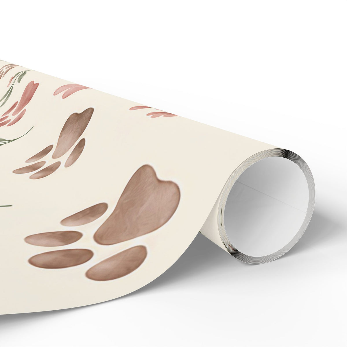 Floral Paw Print Wrapping Paper — Botanical Gift Wrap for Pet Lovers