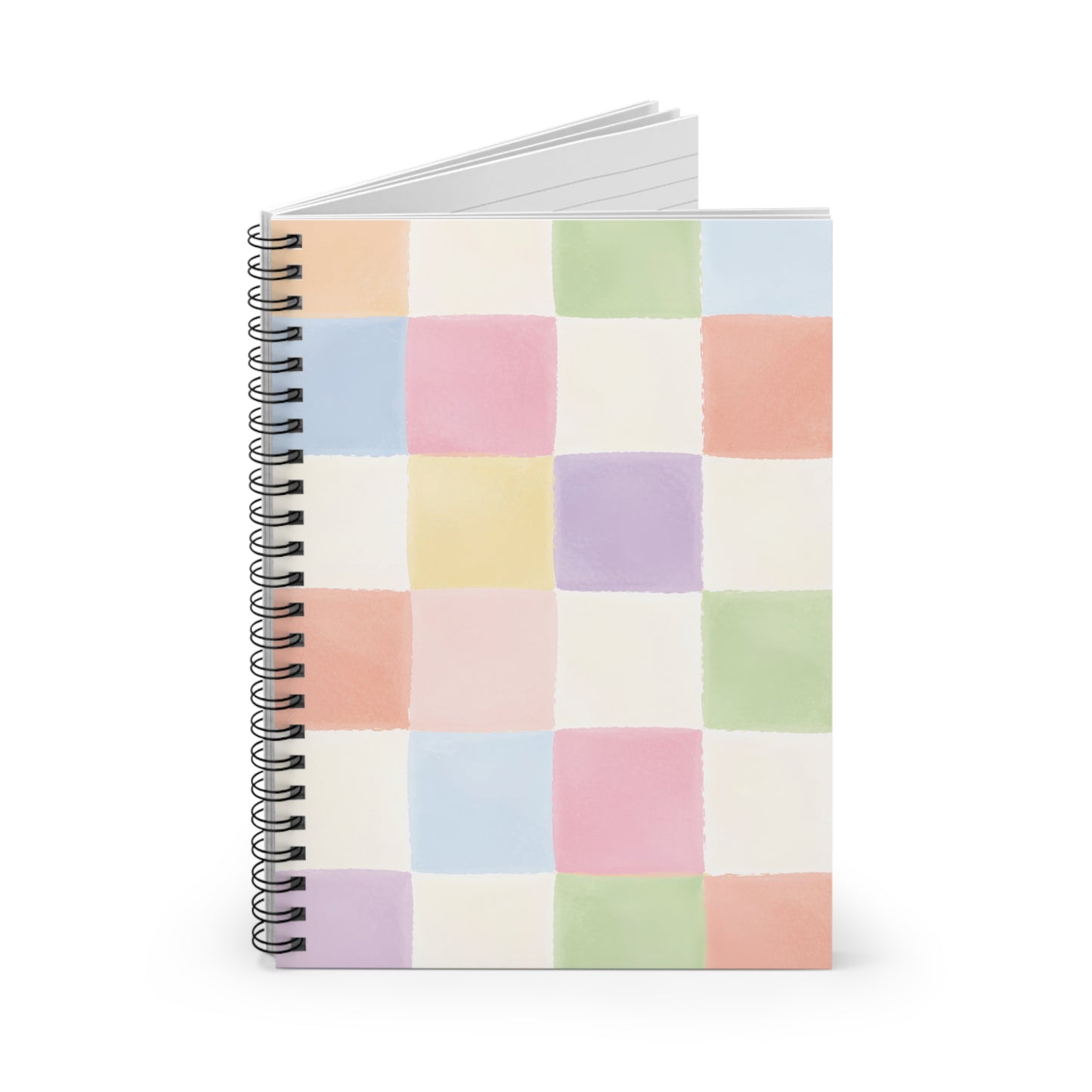 Pastel Checkerboard Spiral Notebook — Ruled Journal for Notes & School
