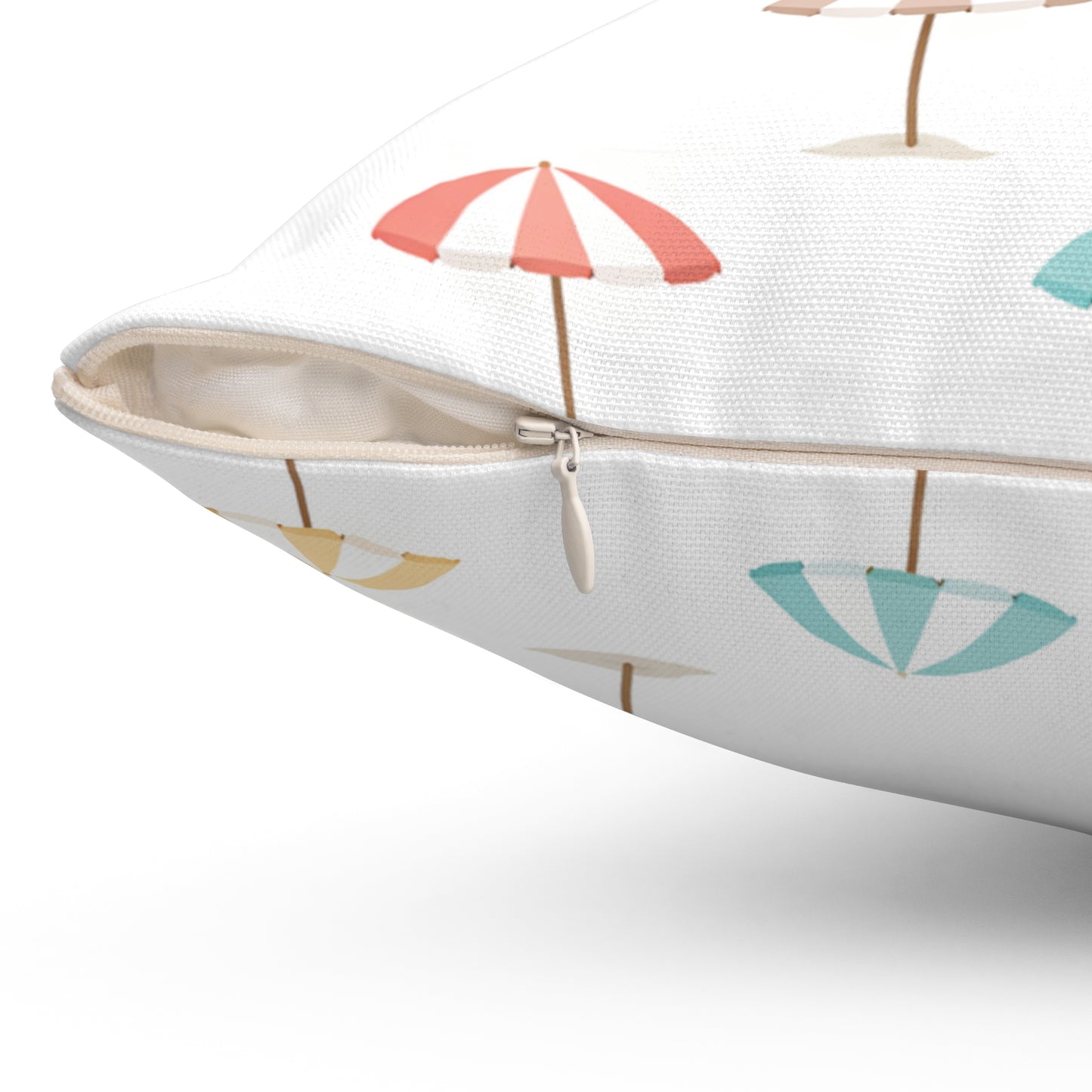 Beach Umbrella Pattern Spun Polyester Pillow — Pastel Tropical Throw Pillow