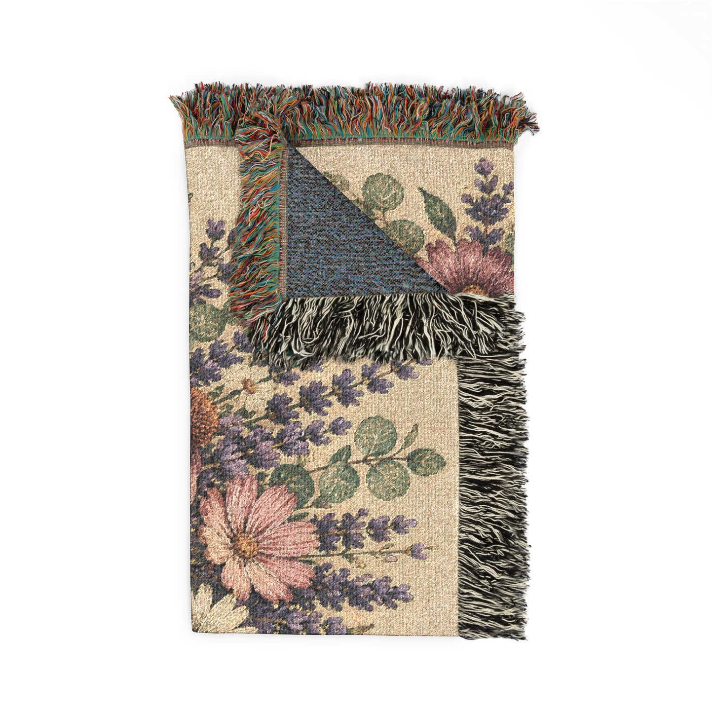 Floral Bouquet Woven Blanket — Vintage Tapestry Throw