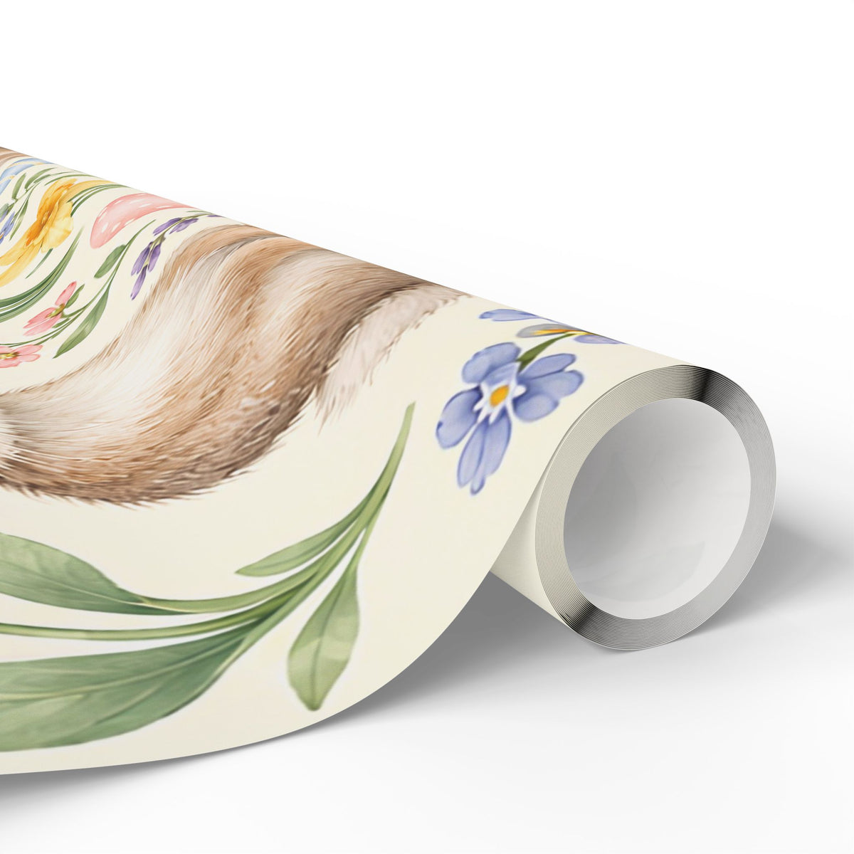 Easter Bunny Floral Wrapping Paper Roll — Pastel Spring Gift Wrap