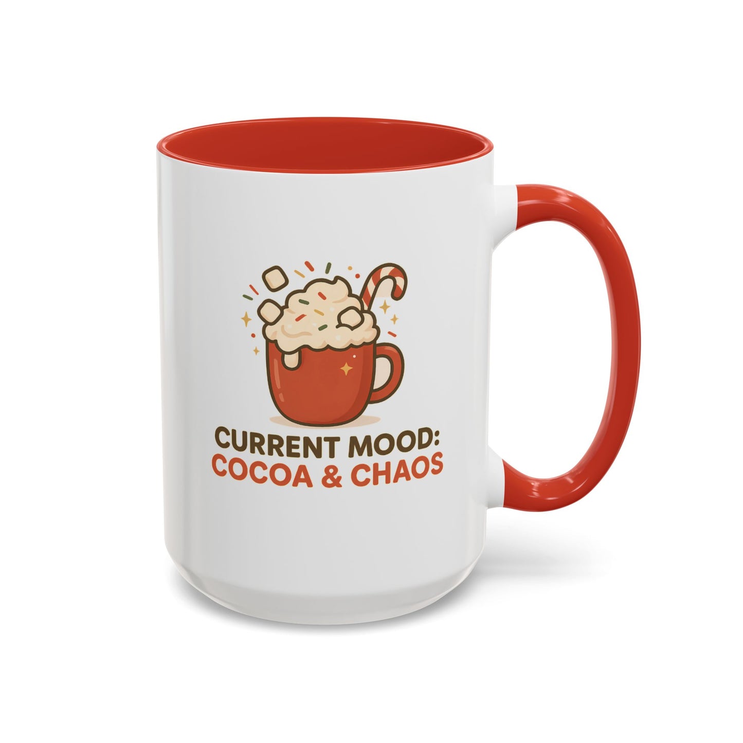 Current Mood: Cocoa & Chaos Holiday Mug – Festive Hot Cocoa Coffee Cup, 11oz & 15oz Ceramic