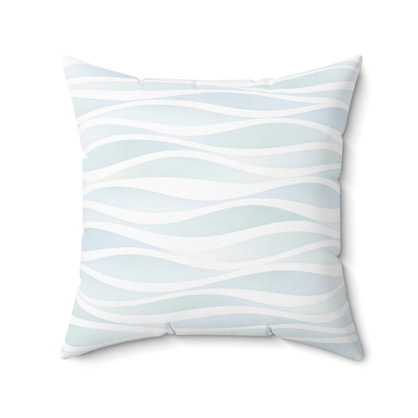 Coastal Wave Square Pillow — Aqua Wavy Stripes Decorative Throw Pillow