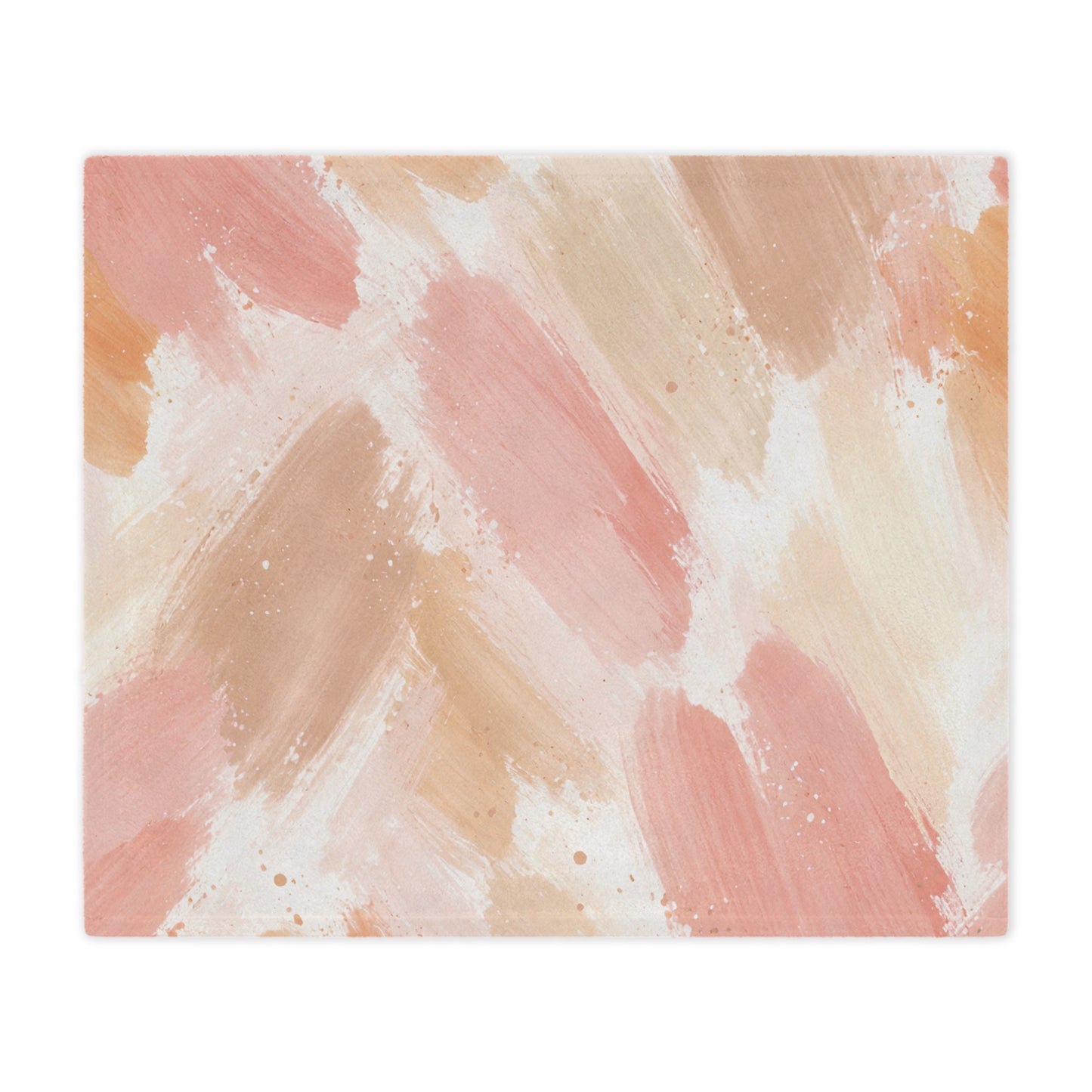 Abstract Blush Minky Blanket — Soft Pink & Beige Brushstroke Throw