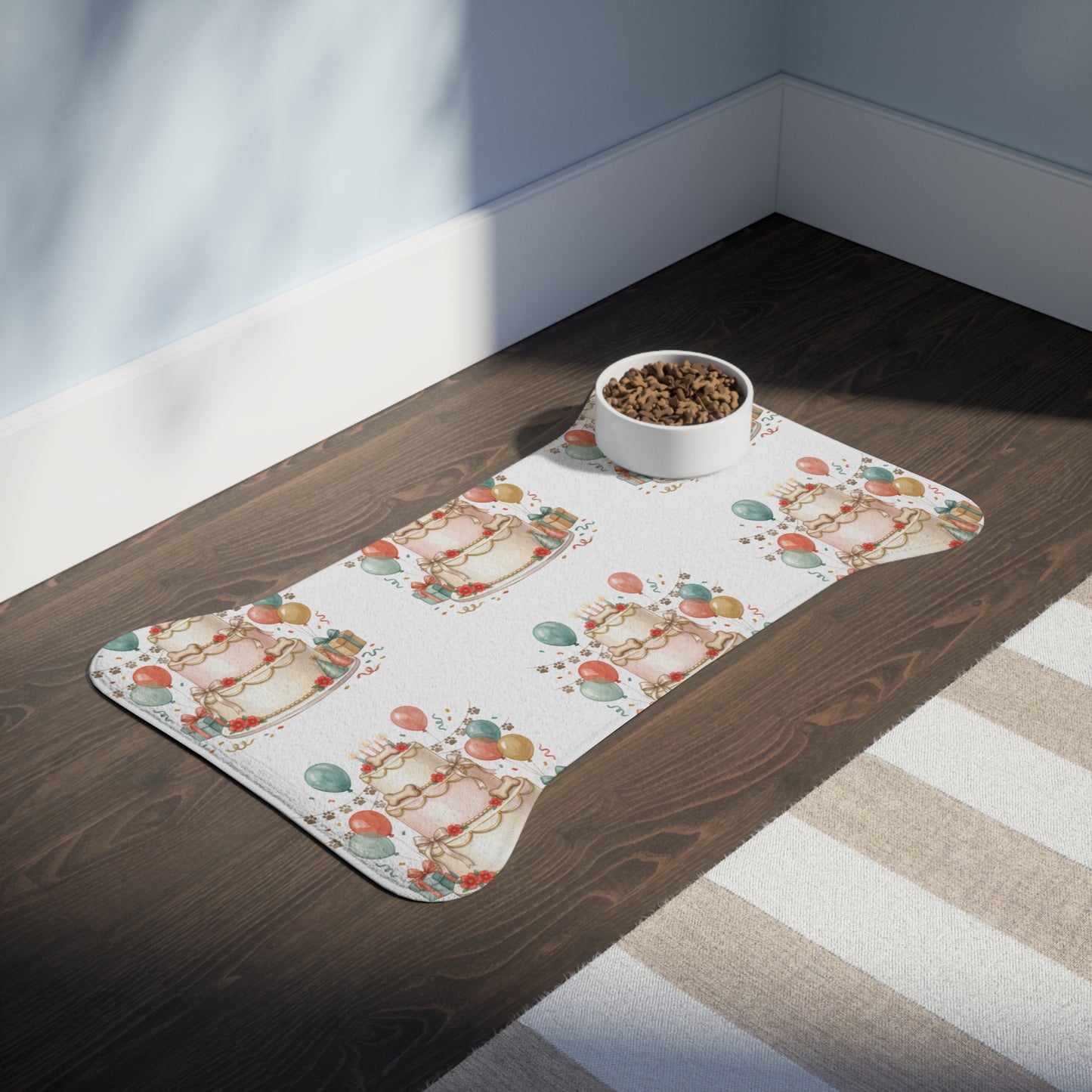 Birthday Cake Pet Feeding Mat — Festive Non-Slip Placemat for Dogs