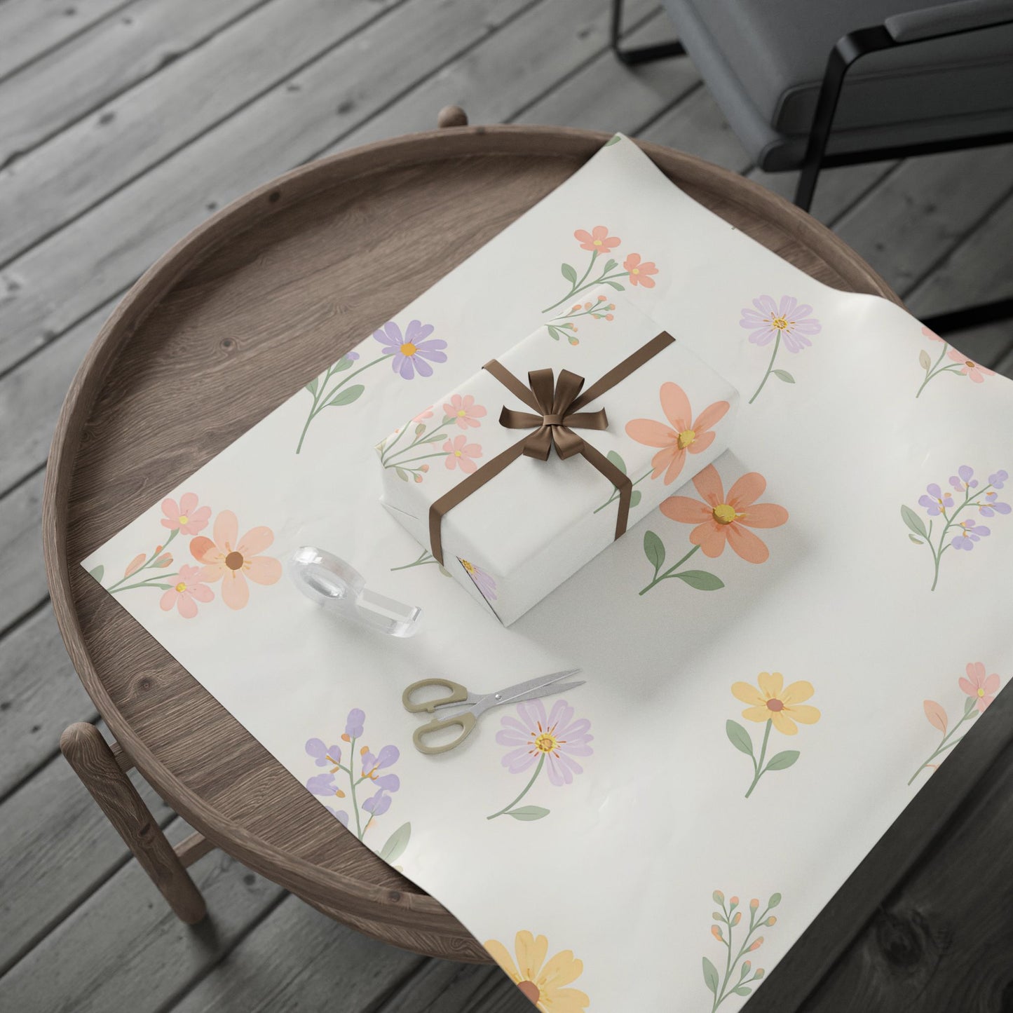 Floral Autumn Leaves Wrapping Paper Roll — Delicate Fall Gift Wrap