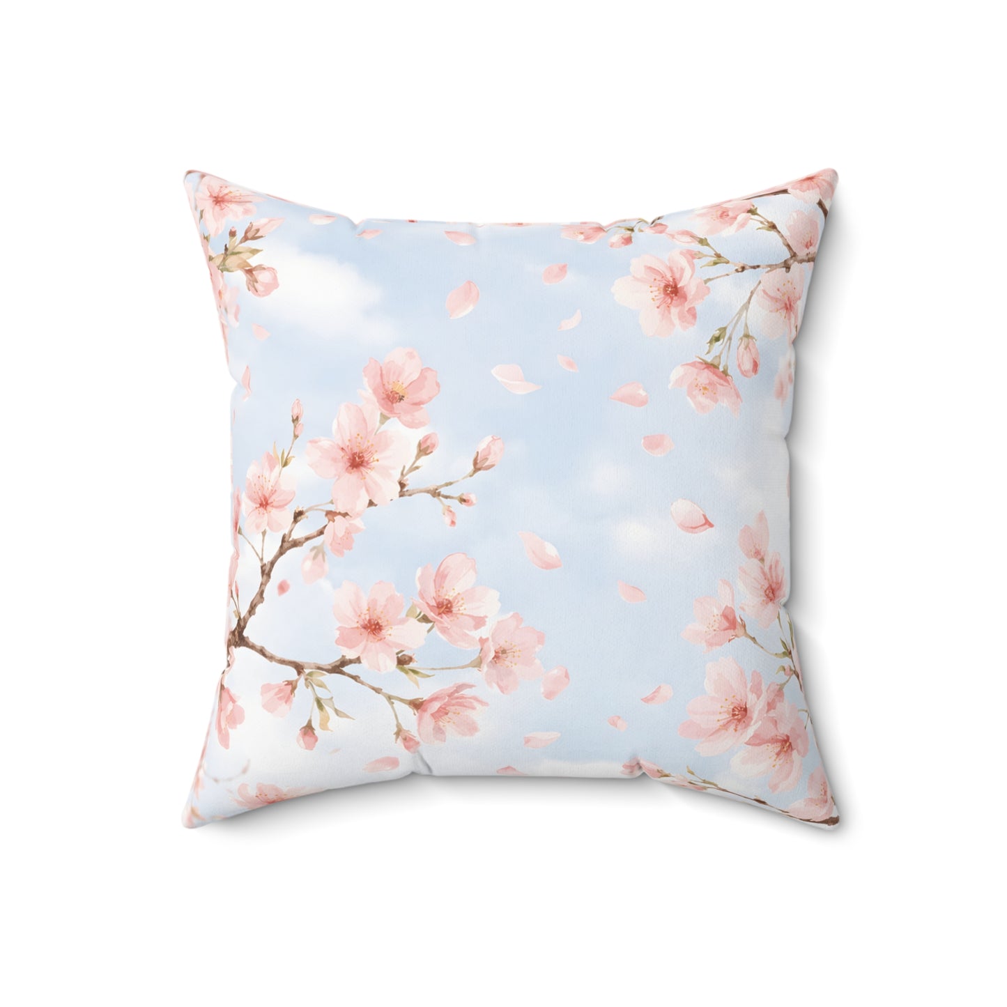Cherry Blossom Square Pillow – Pastel Floral Decorative Throw Pillow