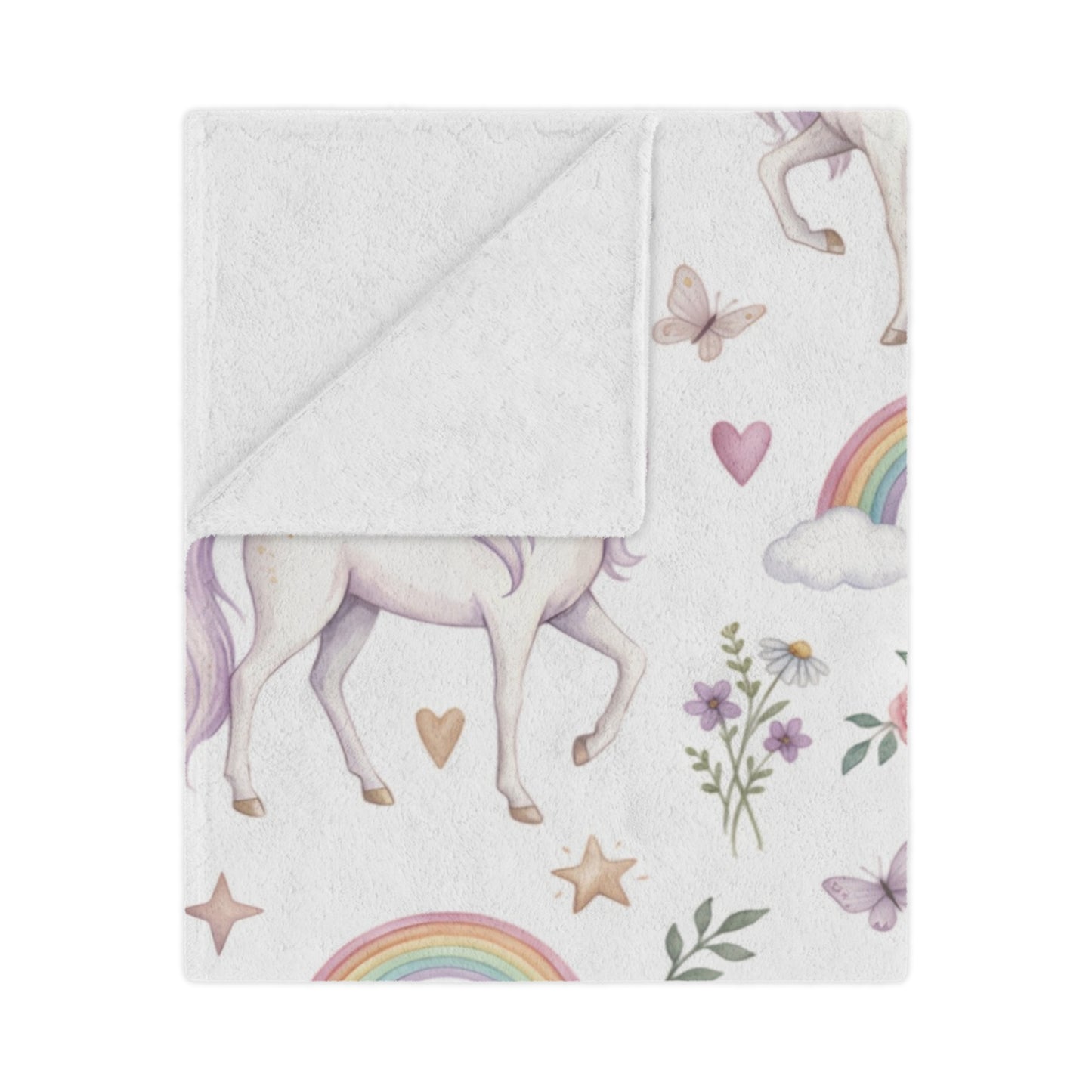 Unicorn Rainbow Minky Blanket – Soft Pastel Fantasy Throw for Kids & Nursery