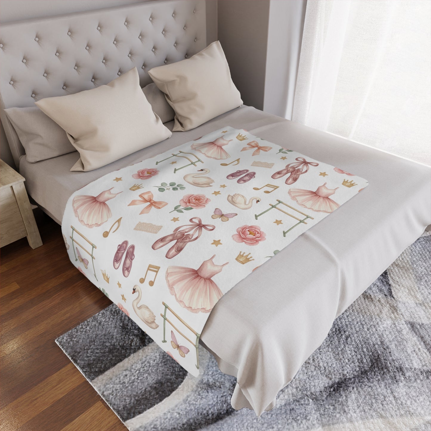 Ballet Dancer Minky Blanket — Pink Tutu & Swan Baby Throw
