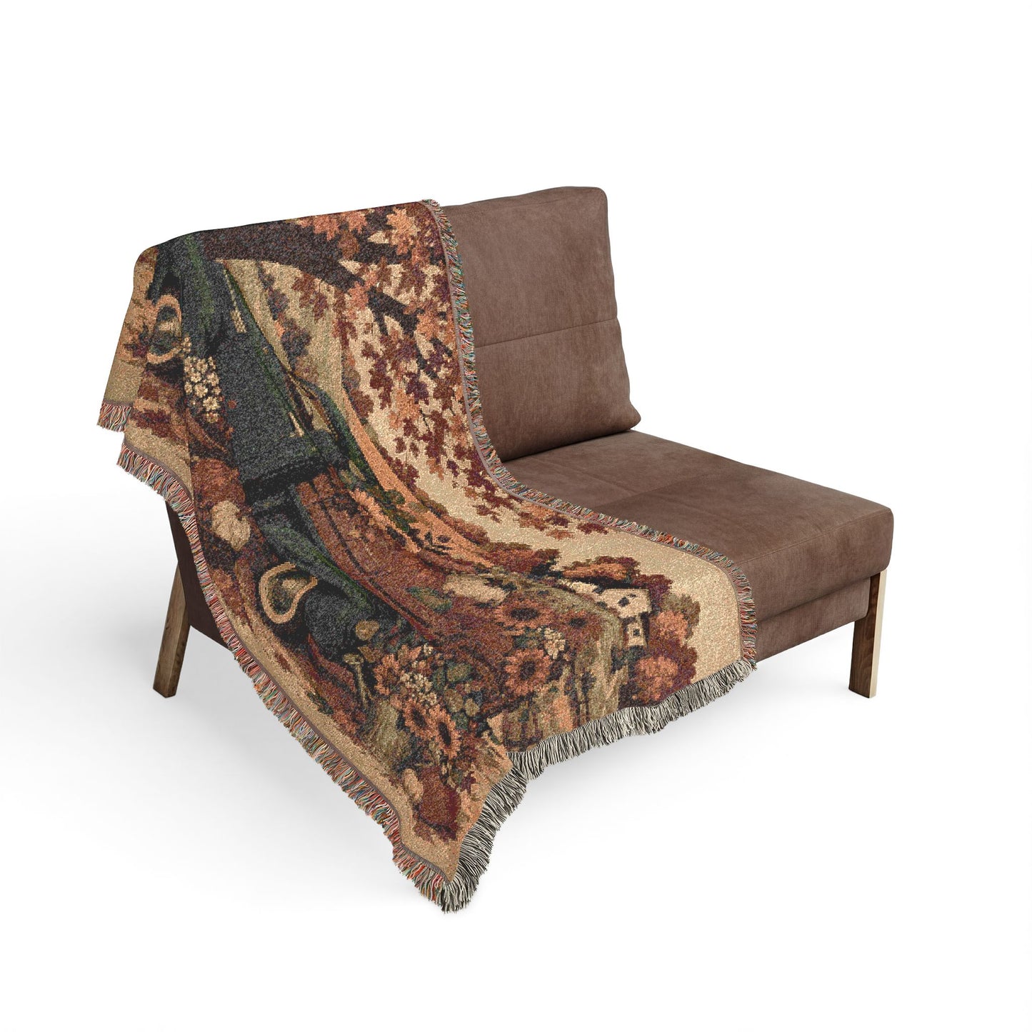 Vintage Farm Truck Woven Blanket – Autumn Sunflower Throw