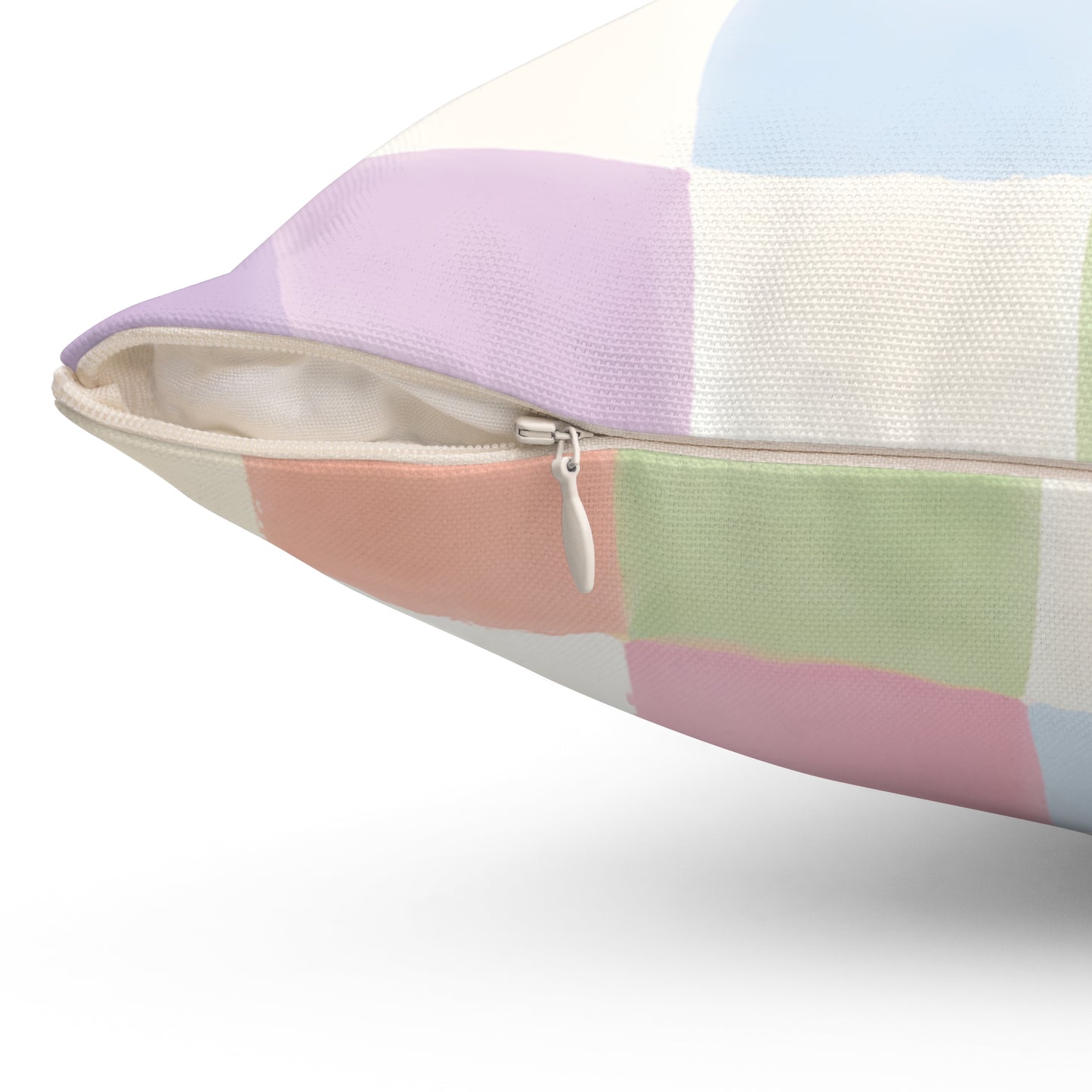 Pastel Checkerboard Decorative Pillow — Soft Watercolor Squares Throw Pillow