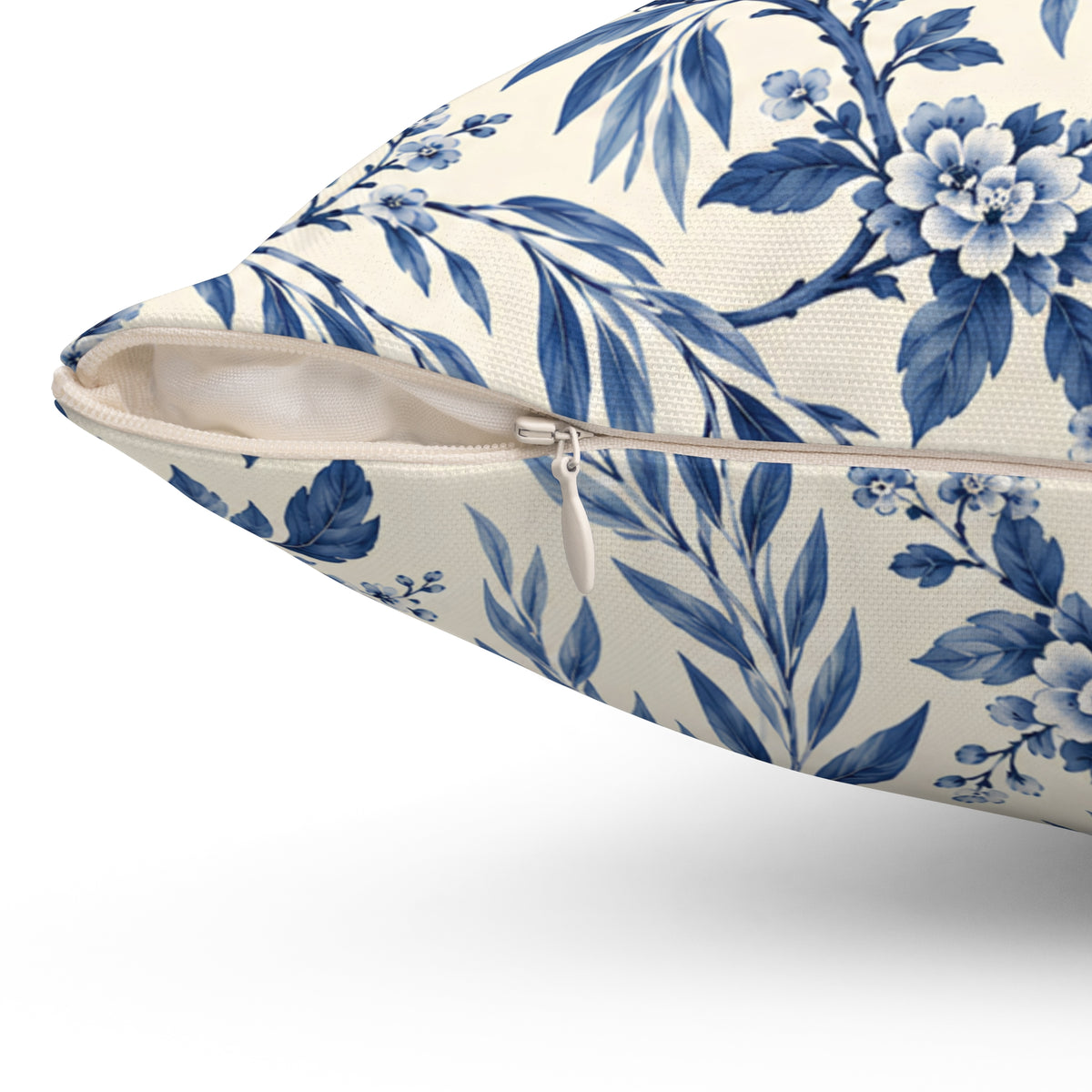 Blue Willow Bird Pattern Pillow — Decorative Square Throw Pillow
