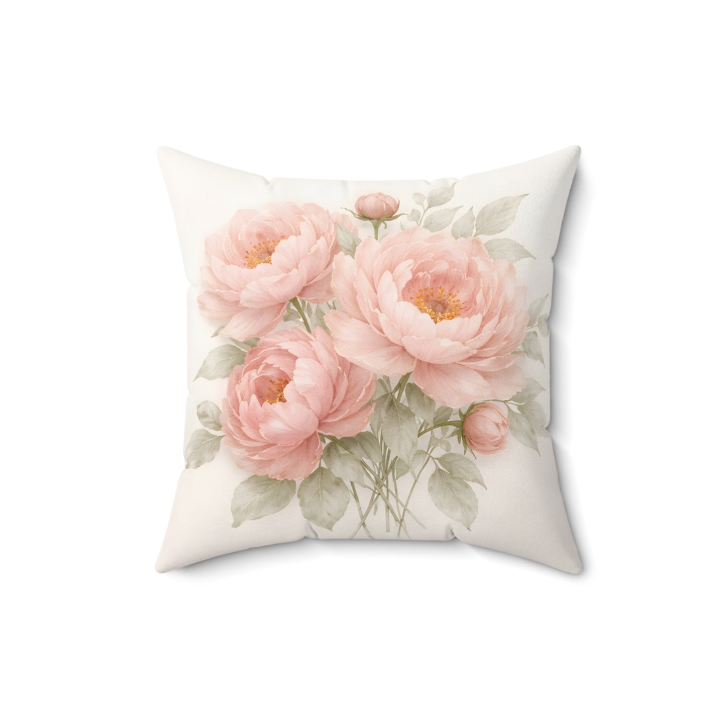 Peony Bouquet Throw Pillow — Soft Pink Floral Decorative Cushion