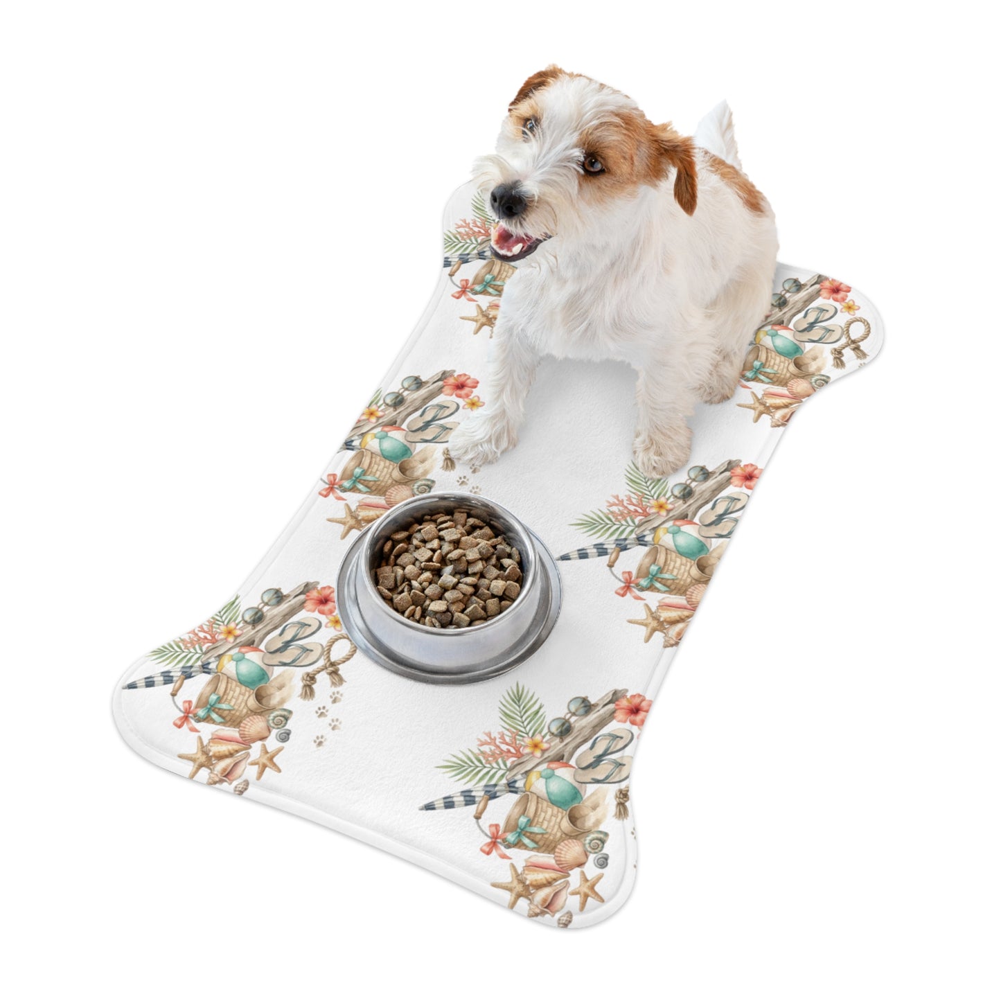 Coastal Seashell Pet Feeding Mat — Beachy Paw Placemat for Dogs & Cats