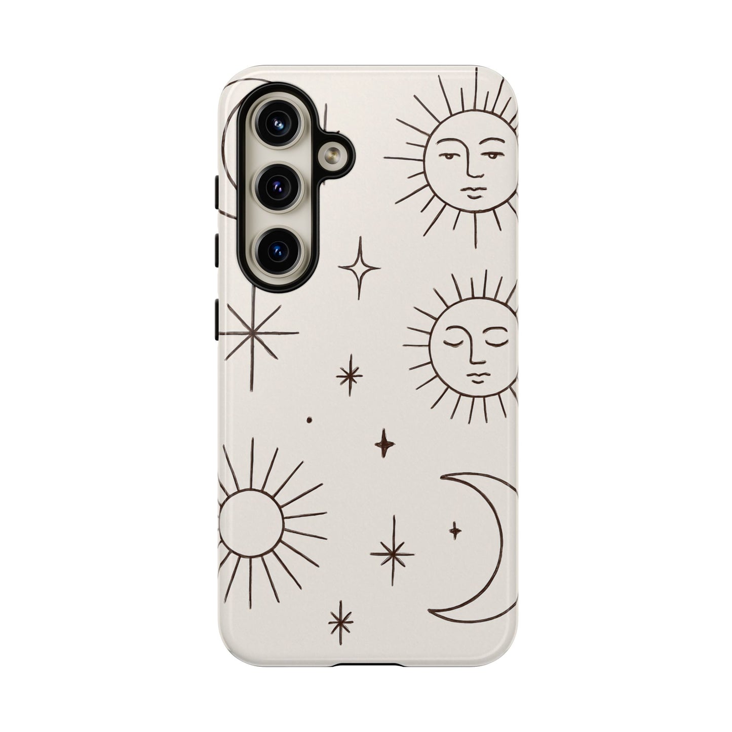 Celestial Moon & Sun Line Art iPhone Case – Minimalist Boho Cosmic Design