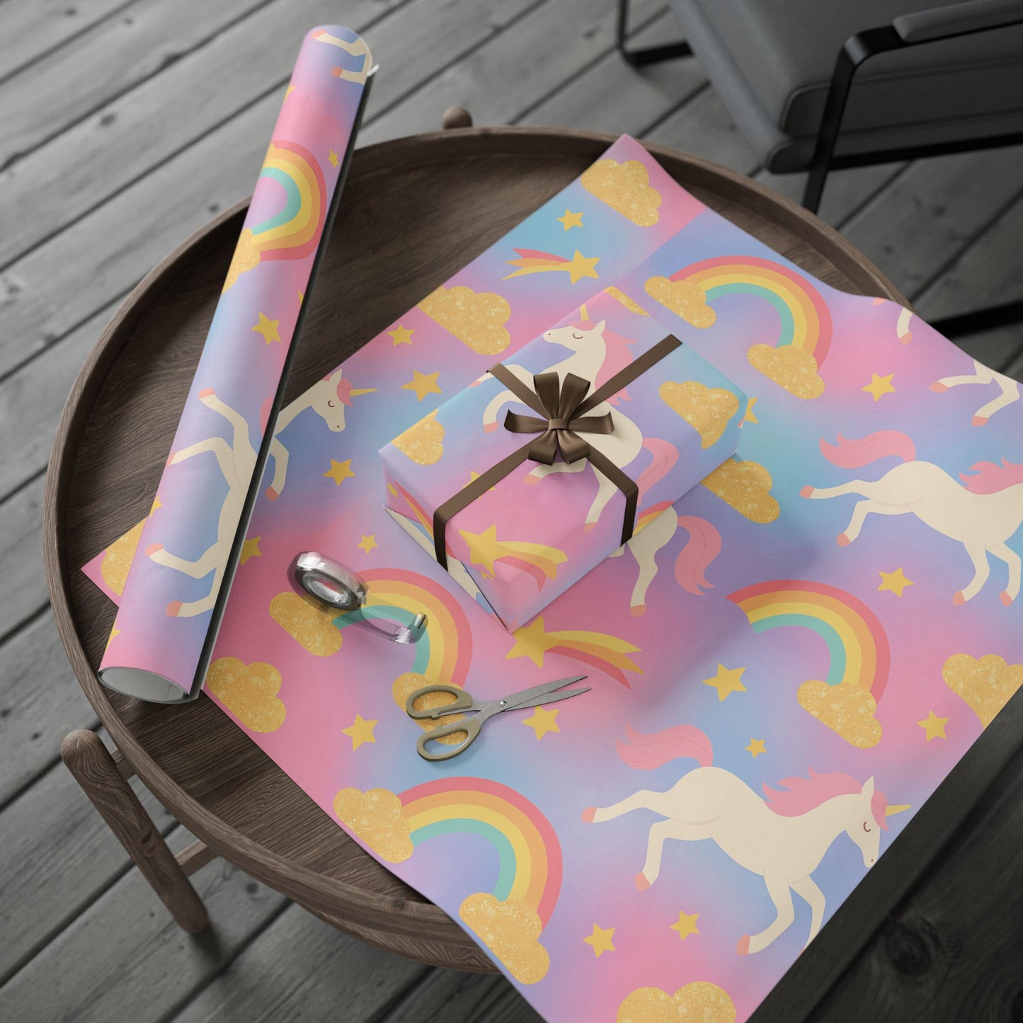 Magical Unicorn & Rainbow Wrapping Paper – Pink Pastel Fantasy Gift Wrap