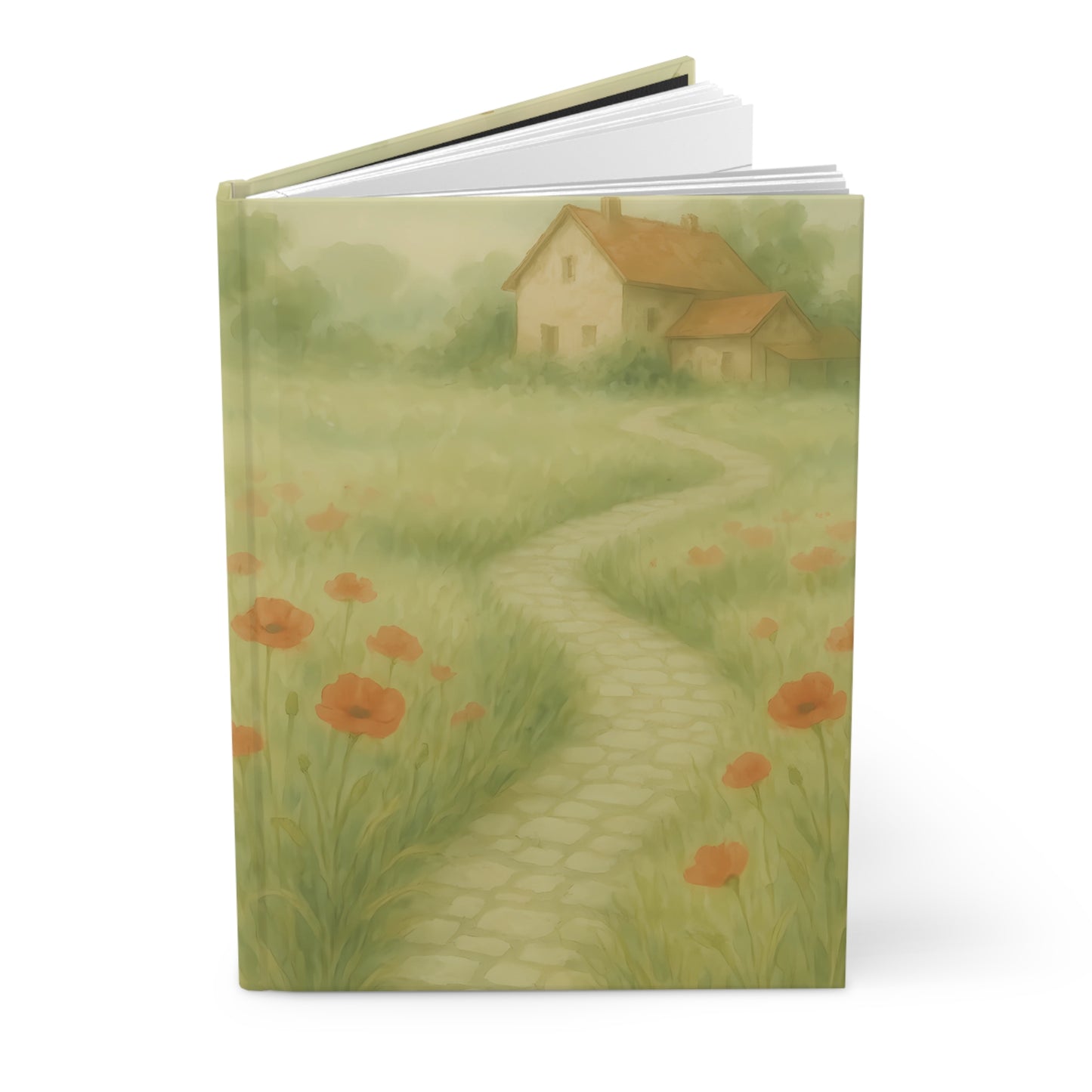 Poppy Path Journal – Rustic Cottage & Cobblestone Trail Hardcover Notebook